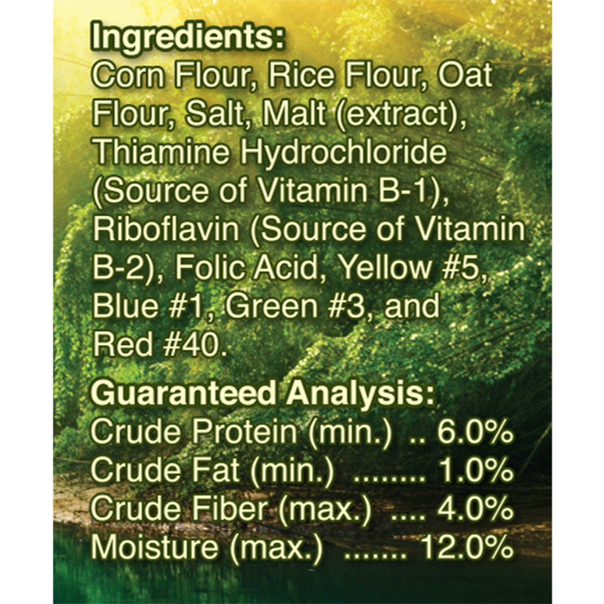 Tropical Carnival Crunchy Crisp Sticks ingredients and guaranteed analysis panel