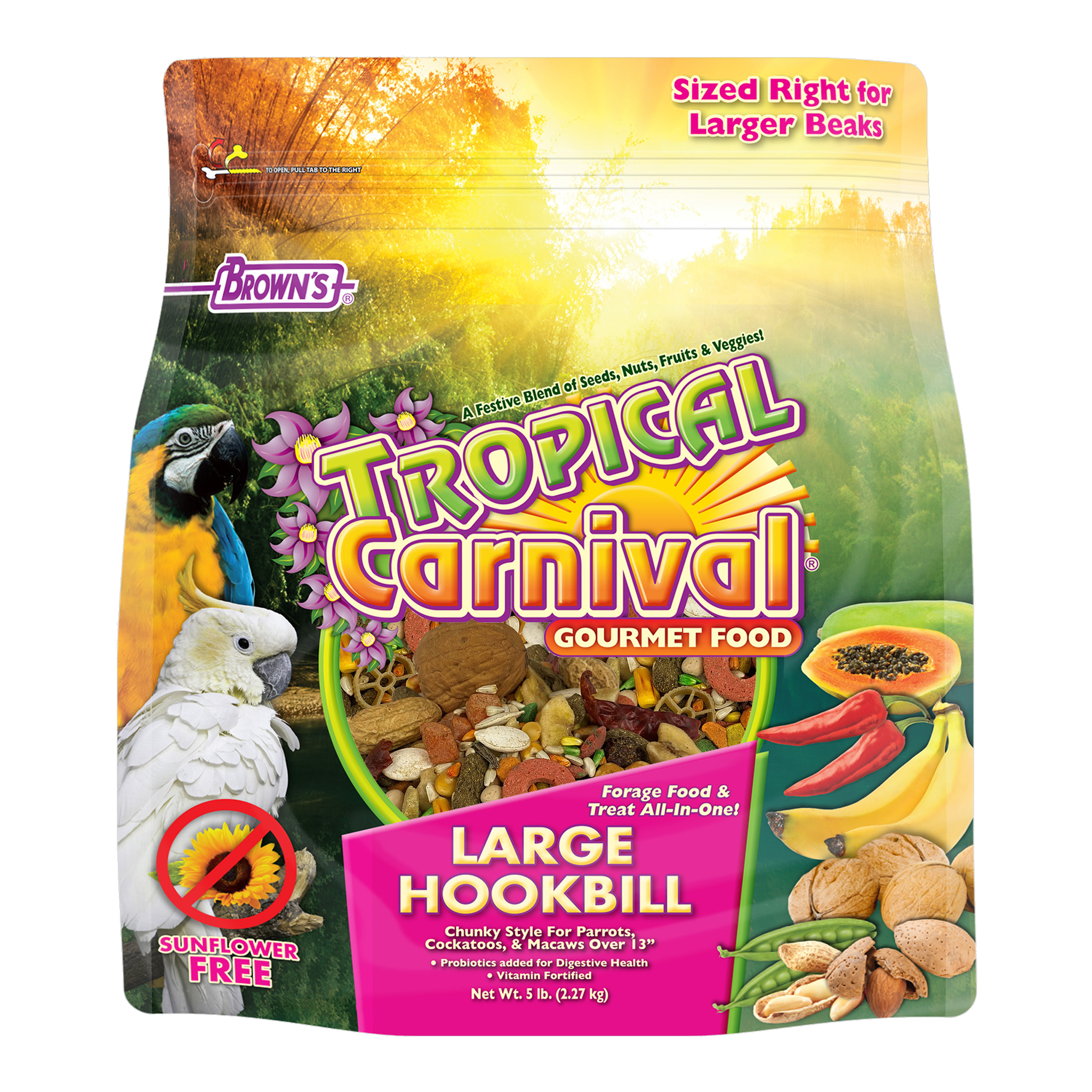 Tropical Carnival Gourmet Large Hookbill Food, front of packaging #5 LB