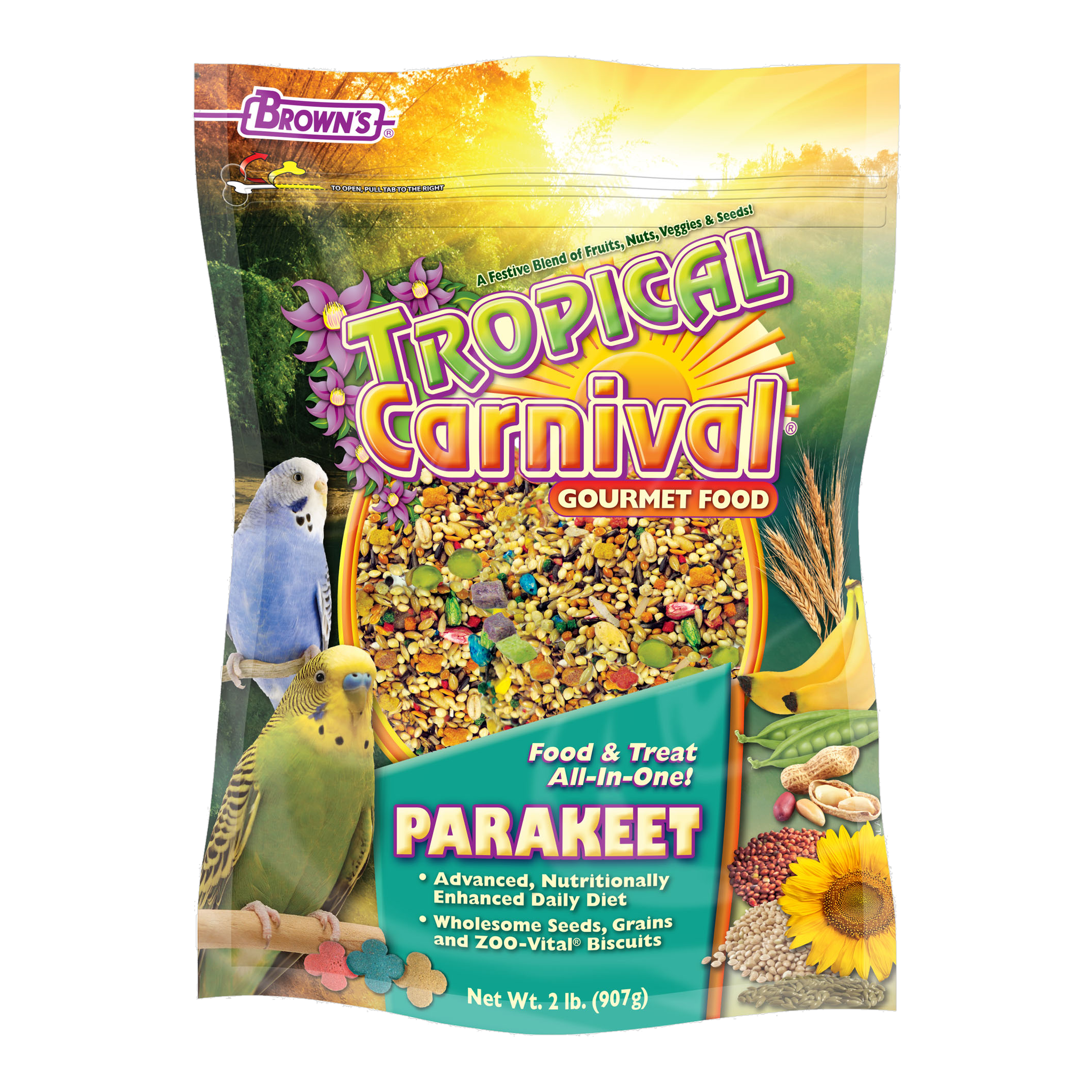 Tropical Carnival Gourmet Parakeet Food, front of packaging #2 LB