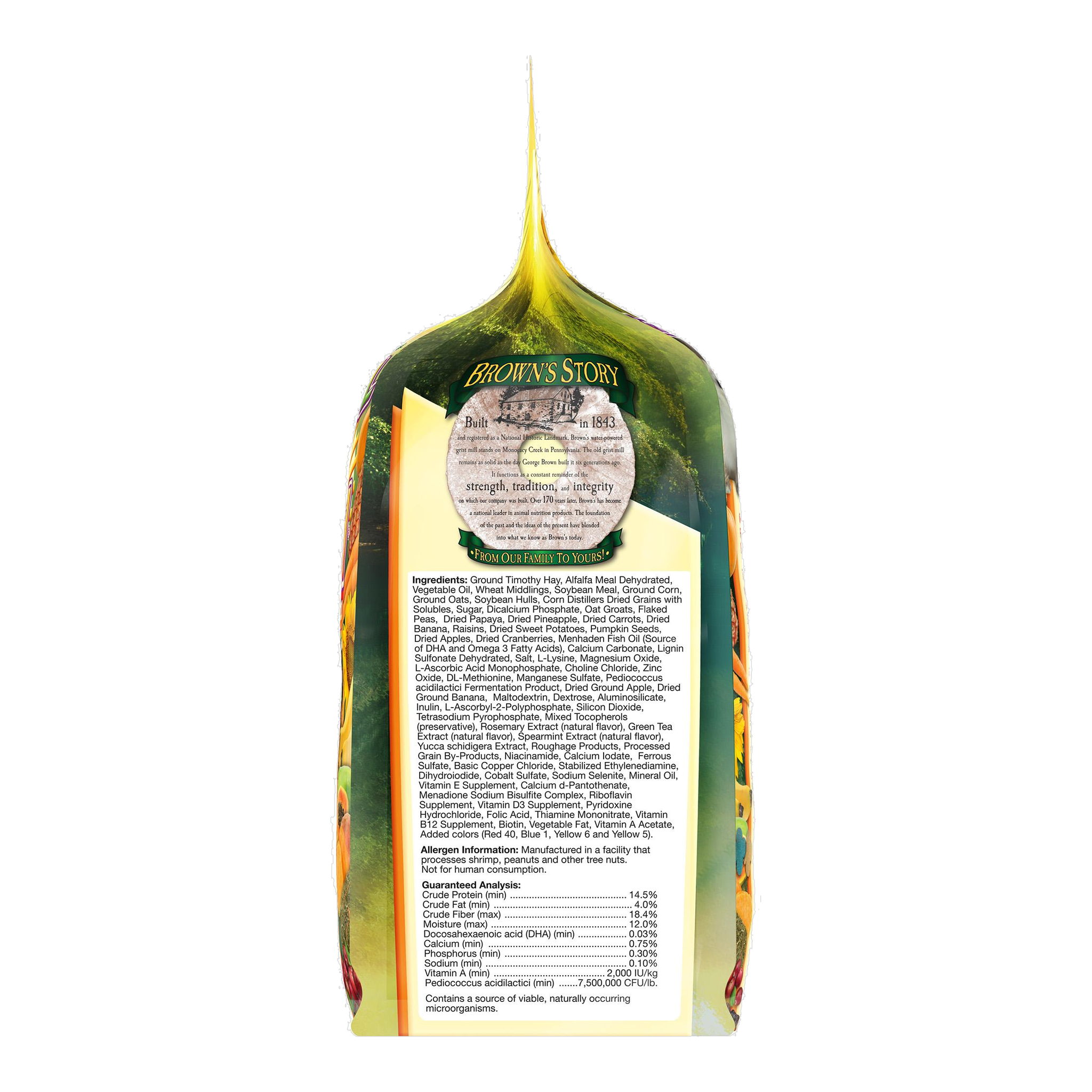 Side panel of the Tropical Carnival Pet Rabbit Food bag