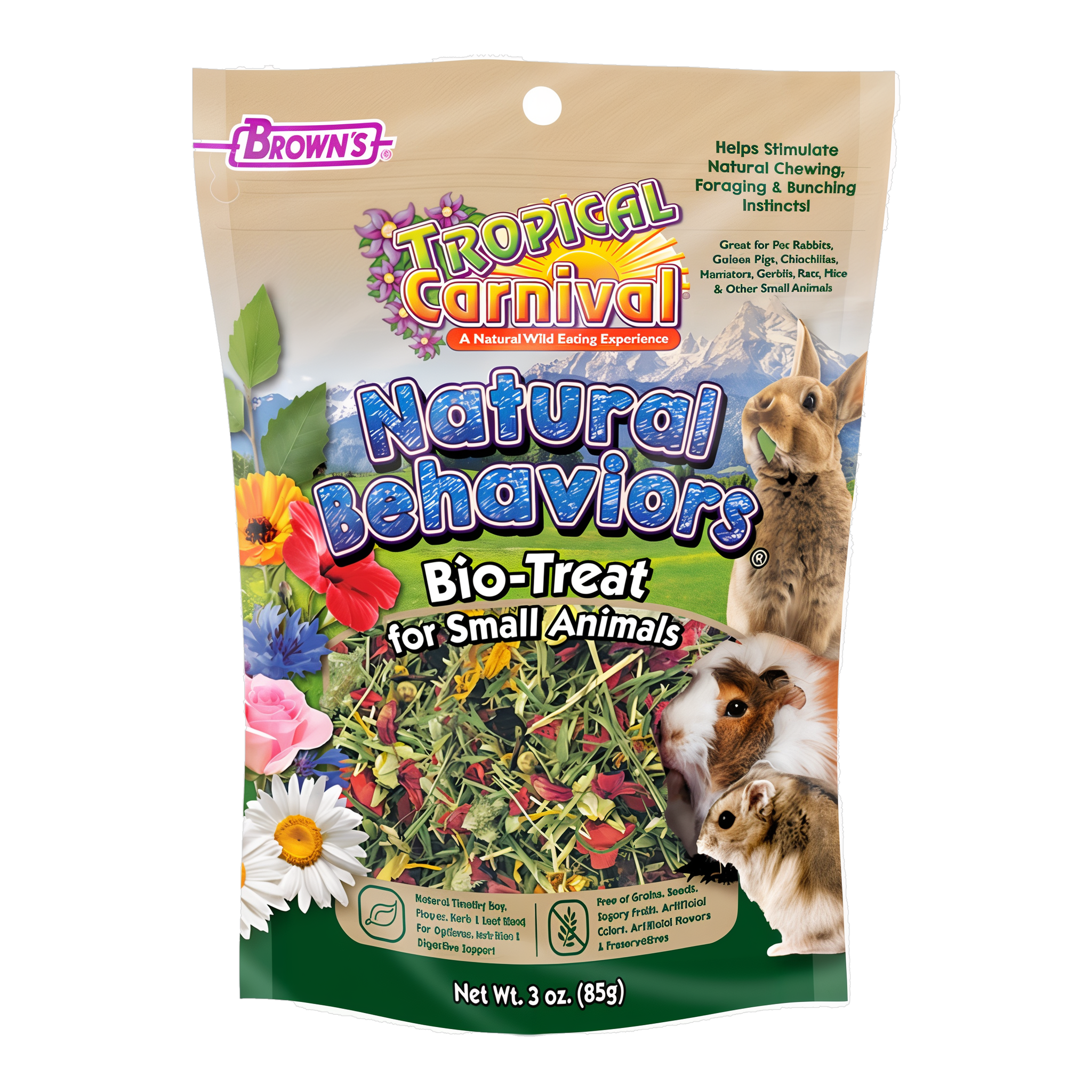 Tropical Carnival Natural Behaviors Bio-Treat for Small Animals, front of packaging #3 OZ