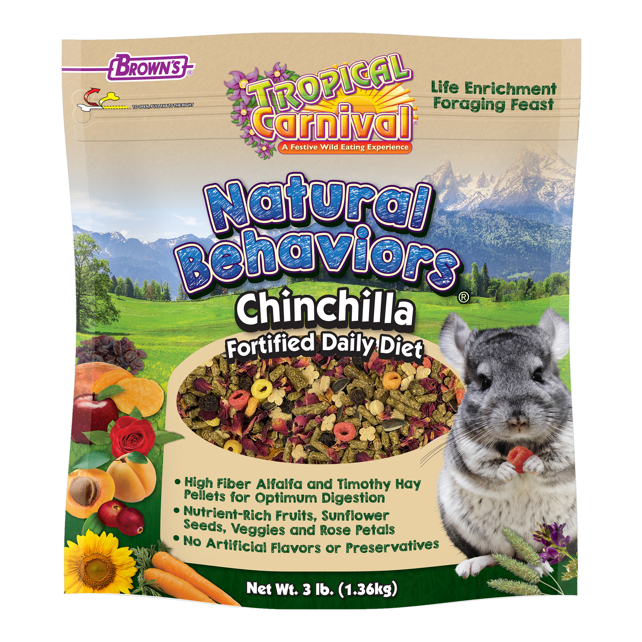 Tropical Carnival Natural Behaviors Chinchilla Fortified Daily Diet, front of packaging #3 LB