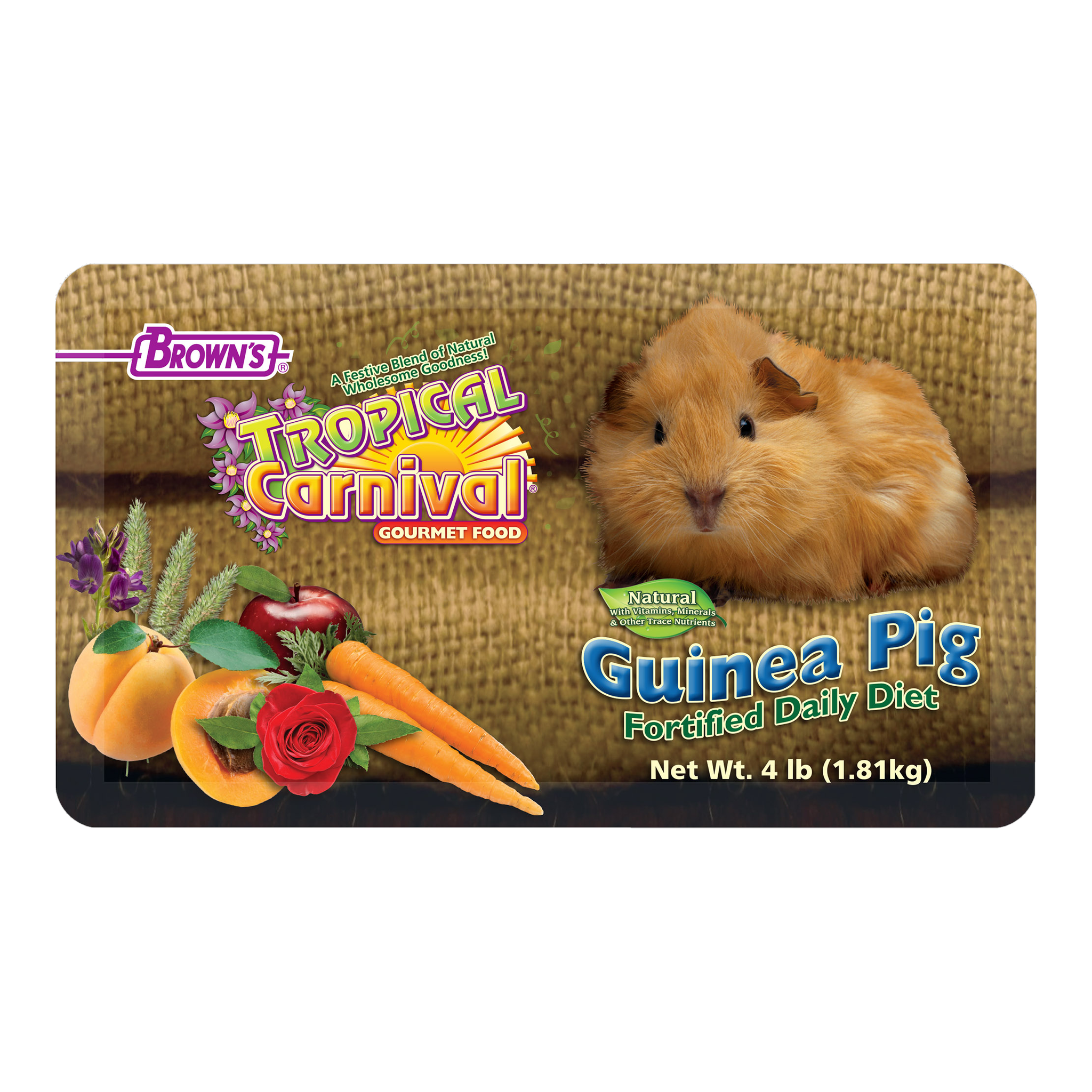 Natural Guinea Pig Fortified Daily Diet package, lay-flat view