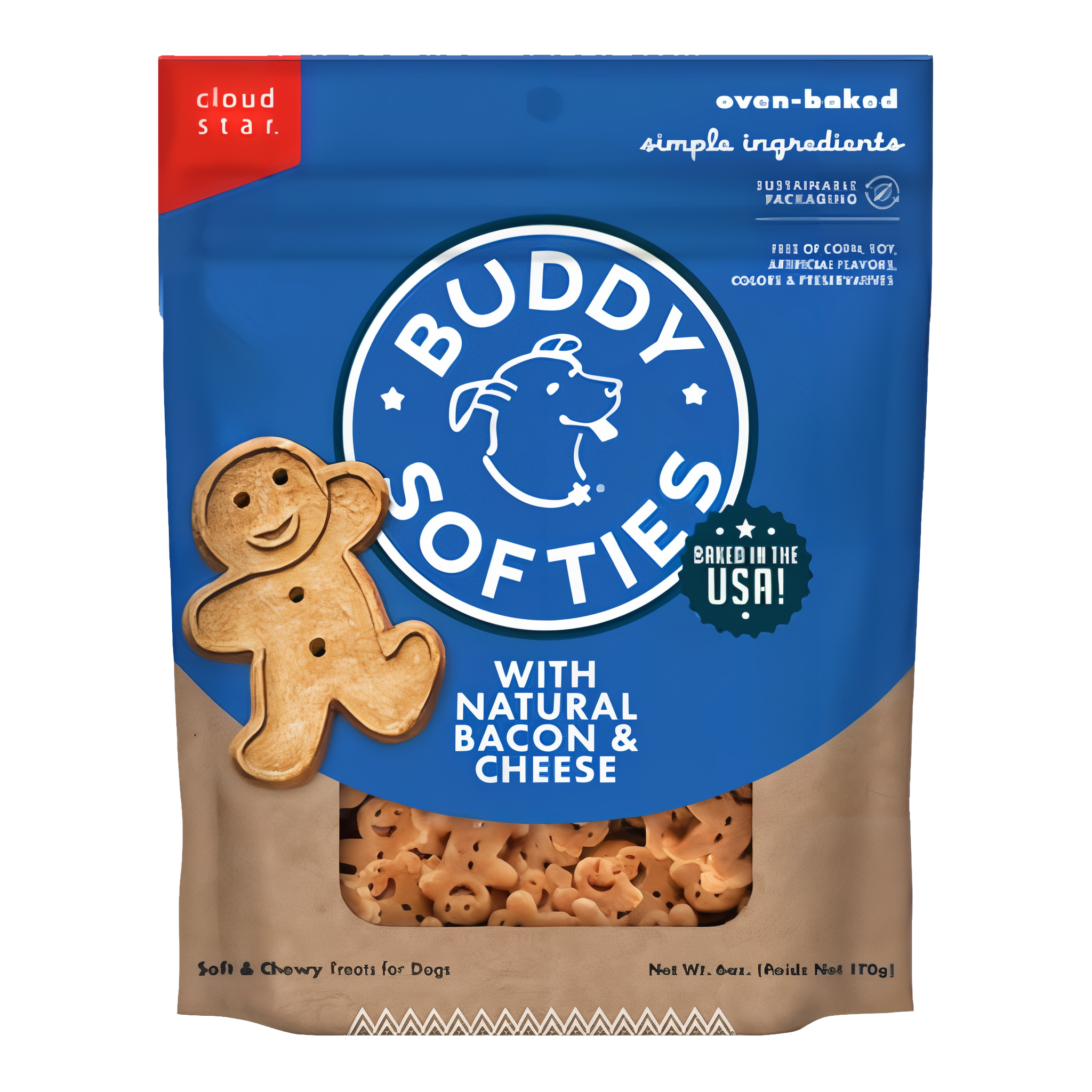 Buddy Biscuits Soft and Chewy Treats with Bacon and Cheese Dry Dog Treats