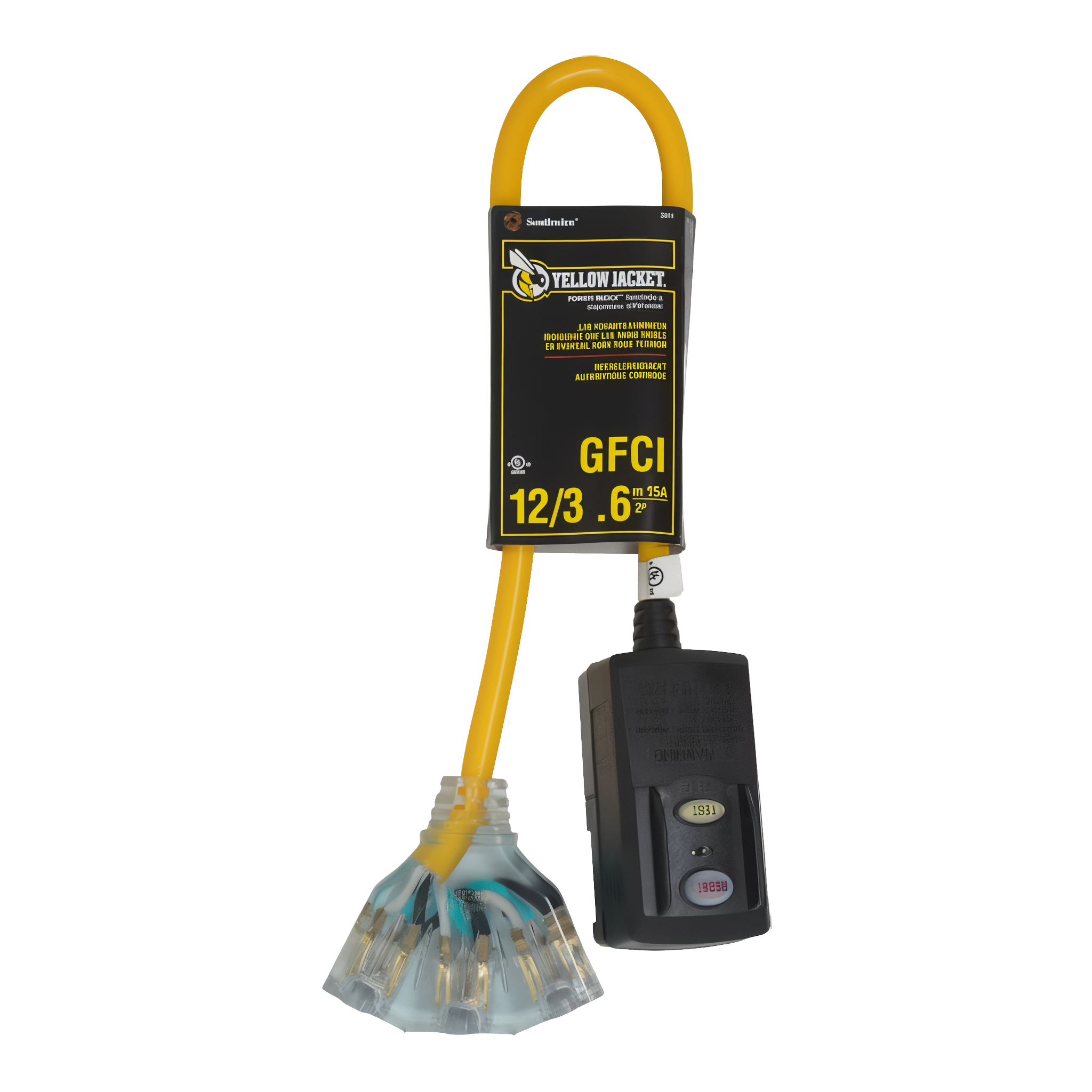 Yellow Jacket 12/3 SJTW GFCI with 3-Outlet LED Power Block