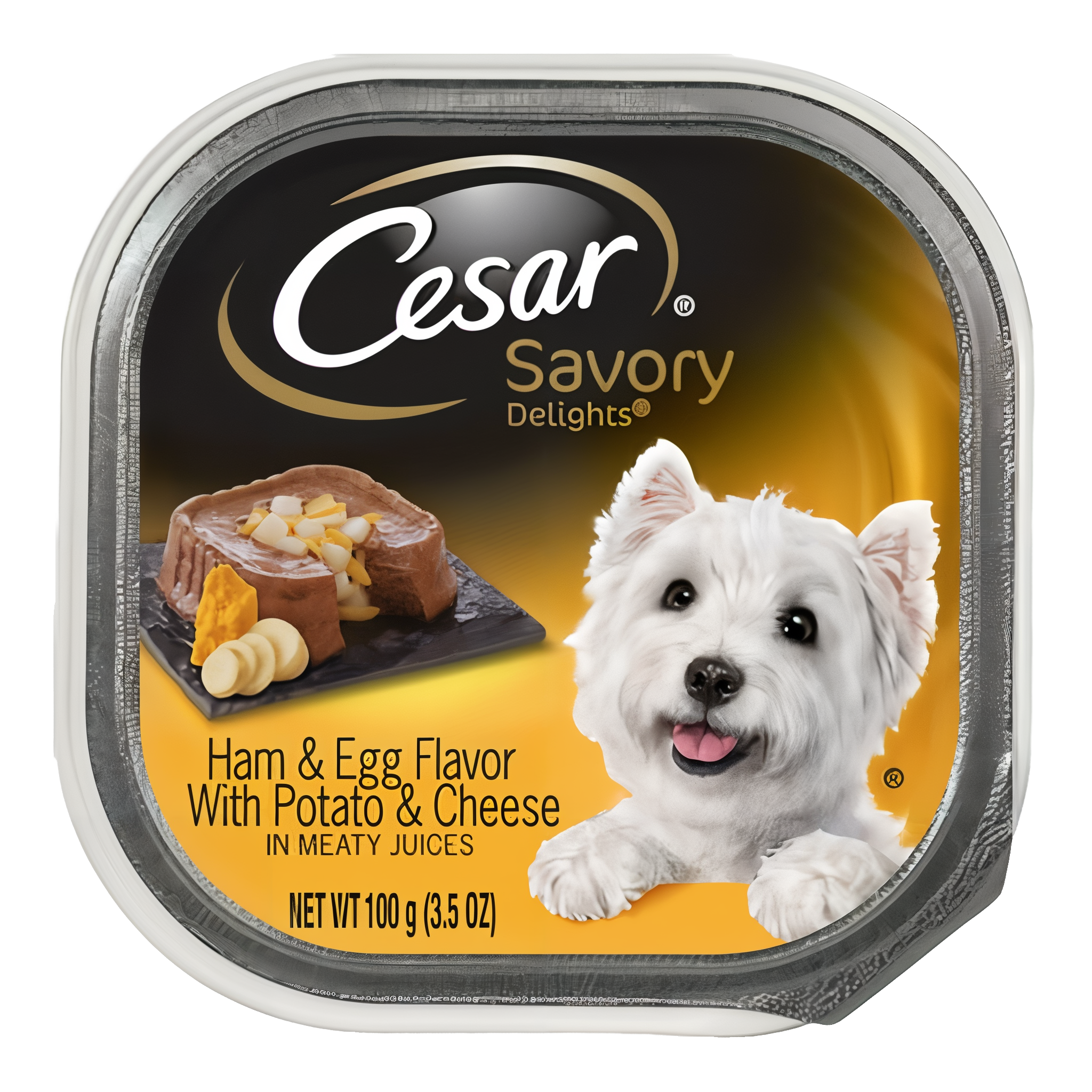 Cesar Loaf and Topper in Sauce Cheese, Potato, Egg, Pork and Gravy Flavor Small Breed Wet Dog Food