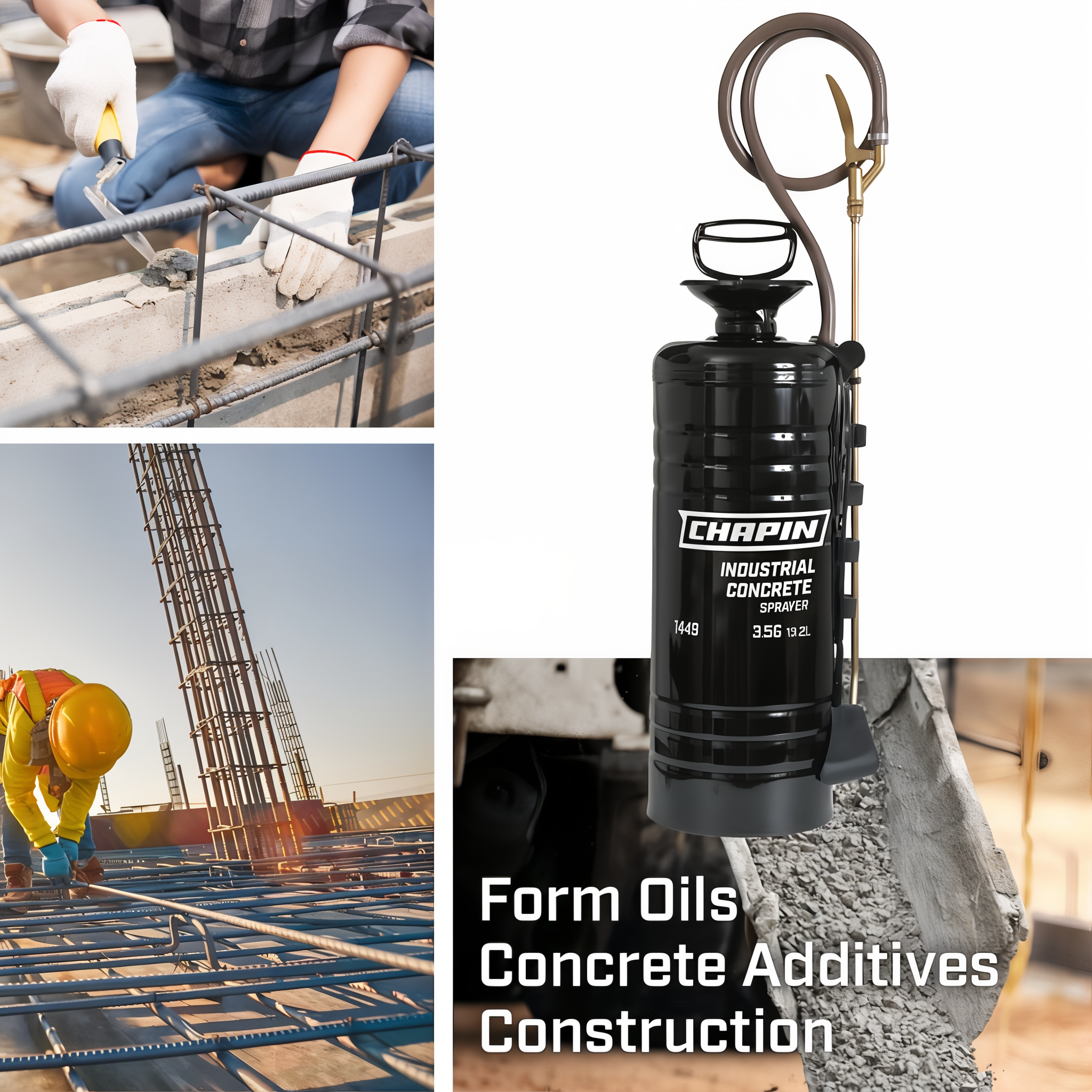 Chapin 1449 Industrial Concrete Sprayer — application examples for form oils, concrete additives, and construction site work