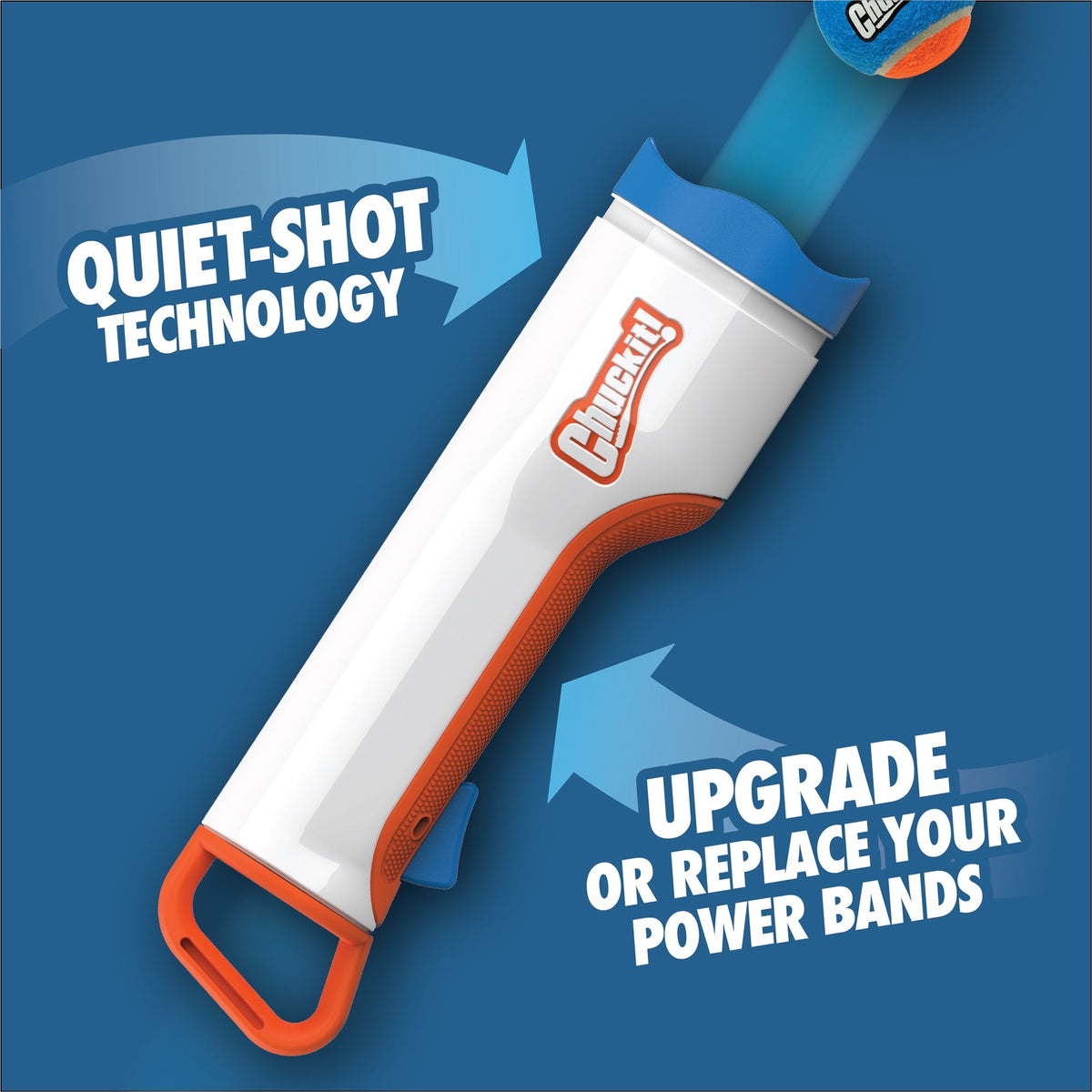 Chuckit! Cannon Quiet-Shot Technology and replaceable power band callouts