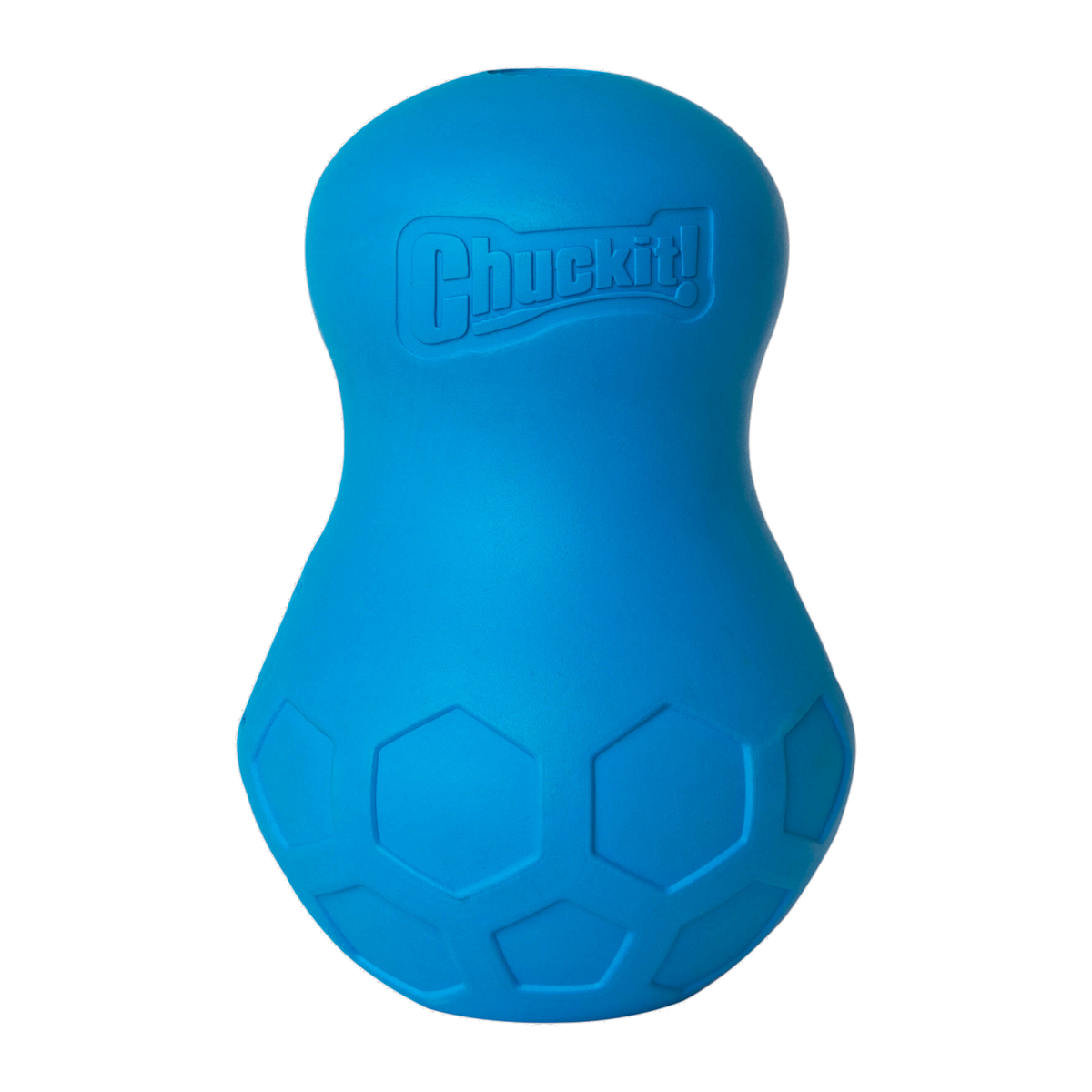 Chuckit! Tumble Teez Large blue treat puzzle dog toy with hexagon texture