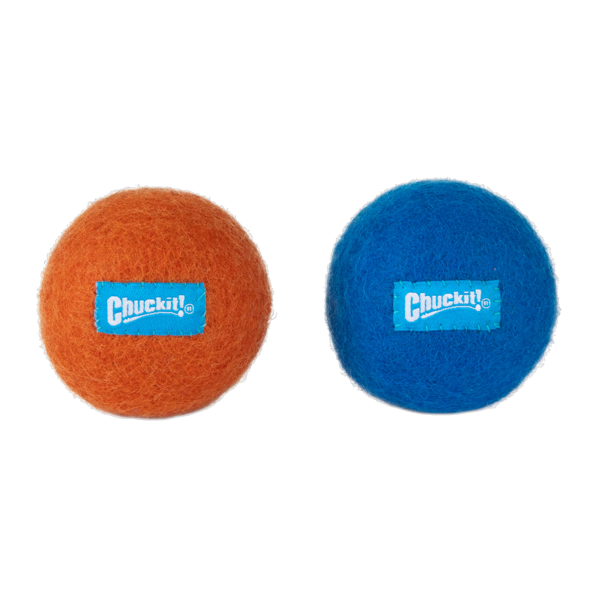 Chuckit Wool-ee Ball medium 2 pack orange and blue natural wool balls