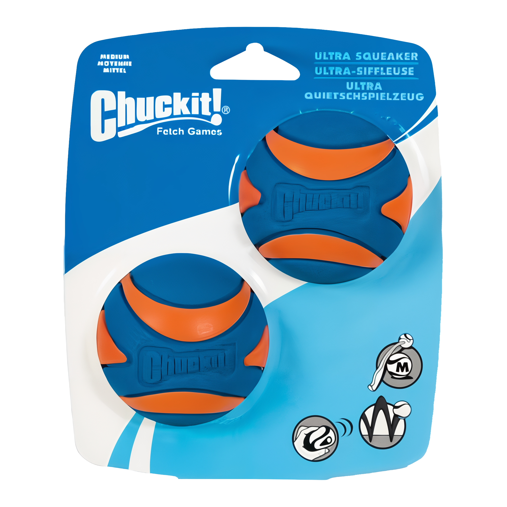 Chuckit! Ultra Squeaker Rubber Ball Dog Toy, medium size, two ball pack. #Medium#2 Pack