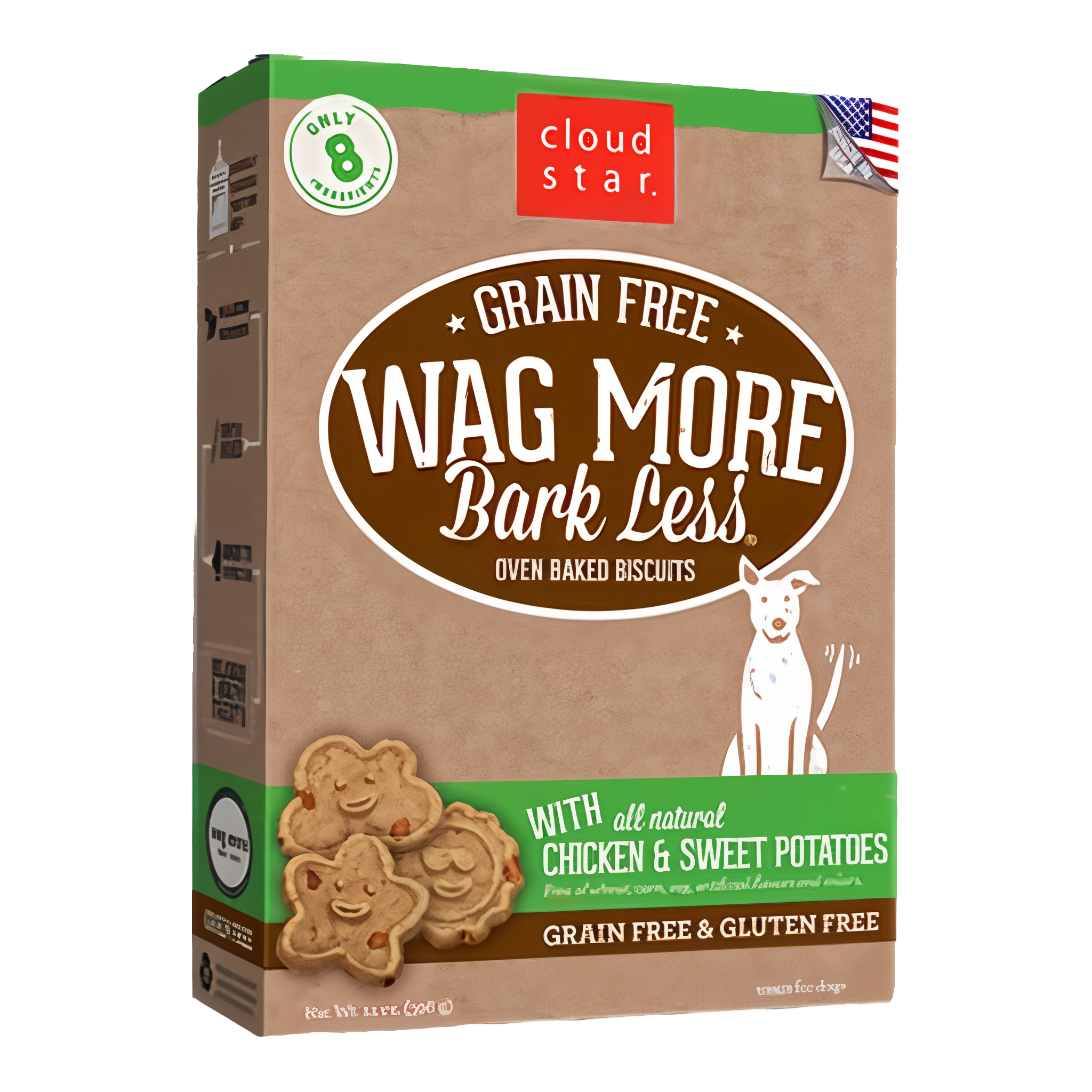 Cloud Star Wag More Bark Less Oven Baked Biscuits Grain-Free Chicken & Sweet Potatoes Dry Dog Treat