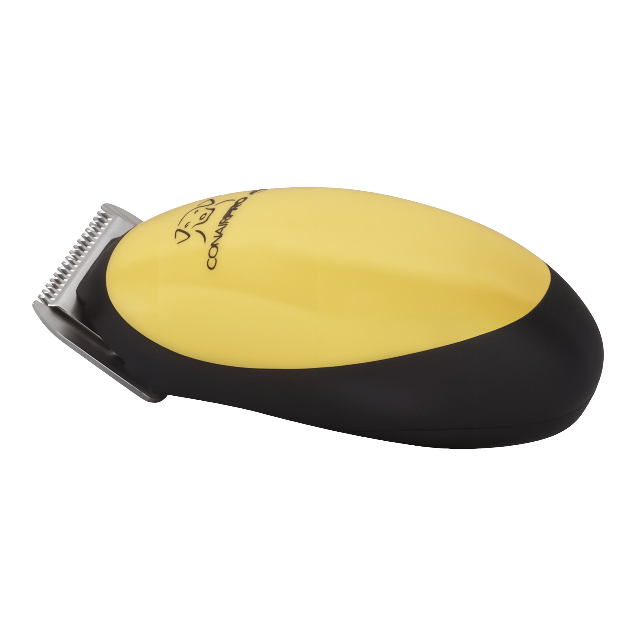 ConairPro Palm Pro pet micro trimmer lying on its side showing ergonomic profile
