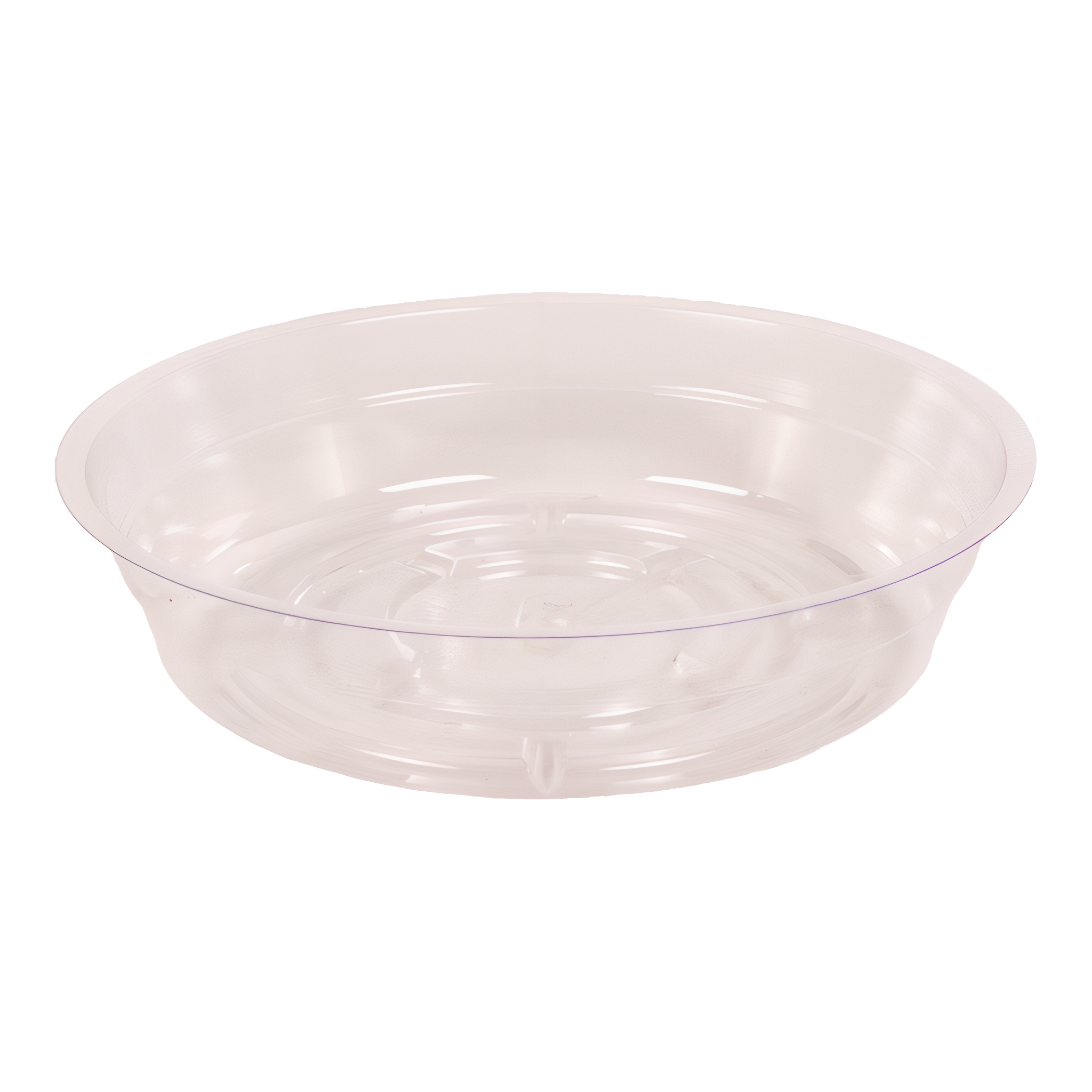 Curtis Wagner round clear vinyl plant saucer in the 6" size on a white background #6"