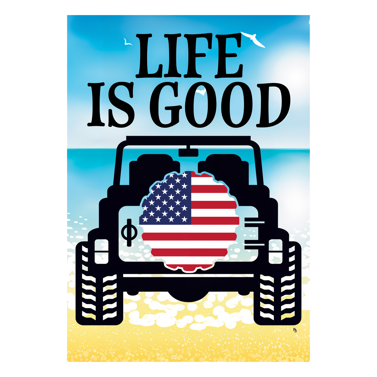 Custom Decor Beach Jeep Garden Flag -- artwork