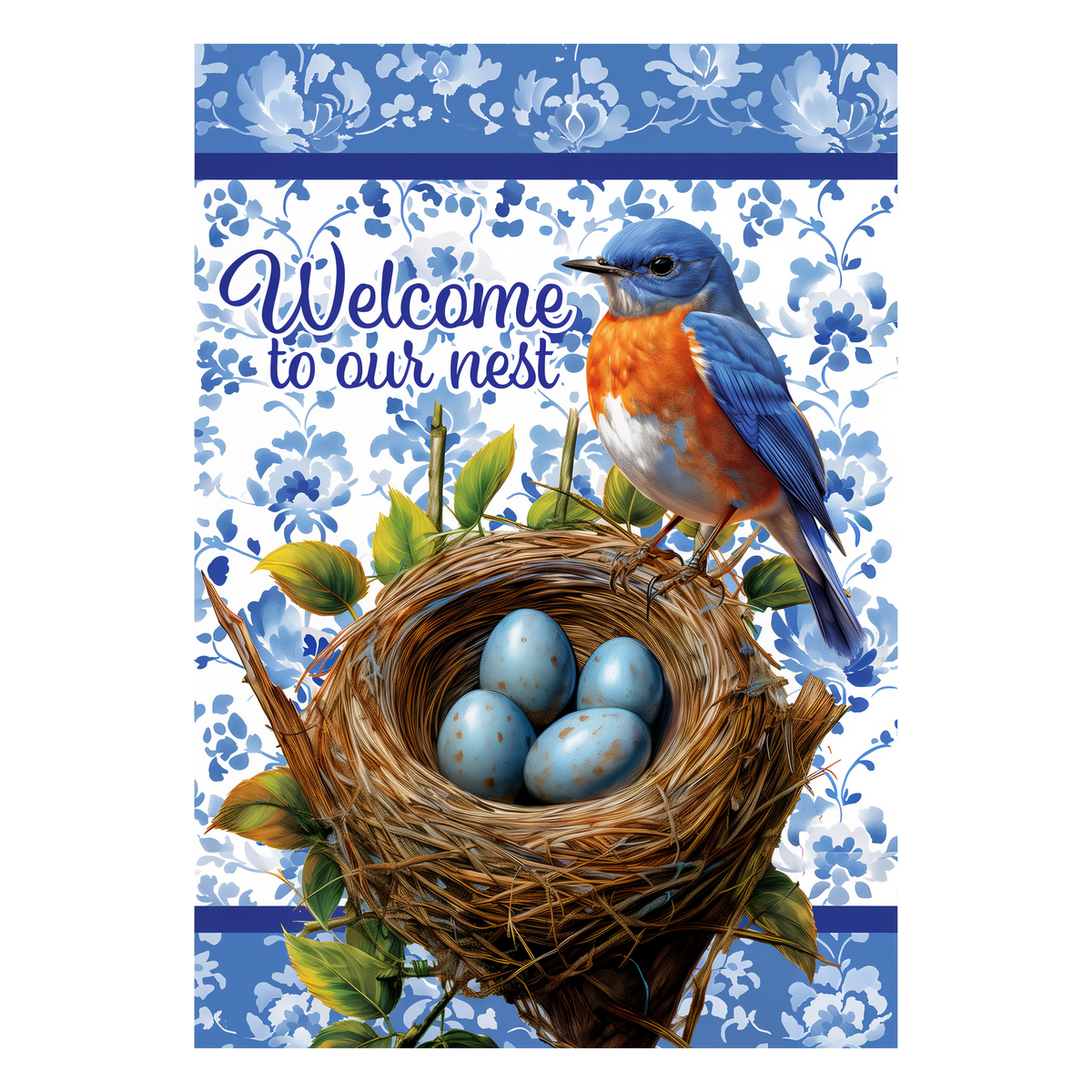 Custom Decor Bluebird Nest Garden Flag -- artwork