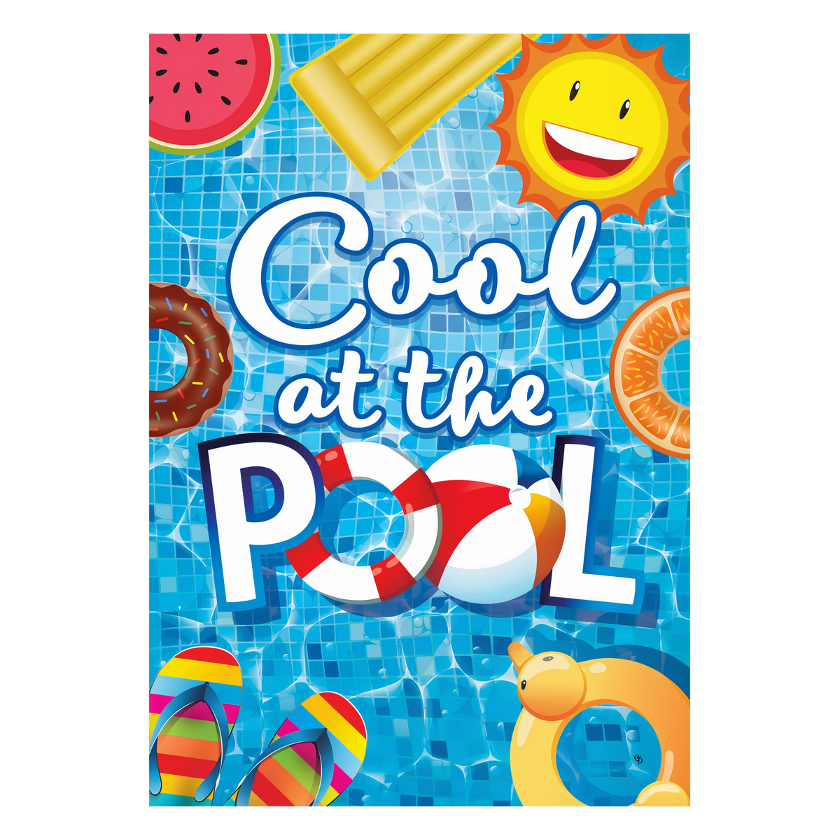 Custom Decor Cool at the Pool Garden Flag -- artwork