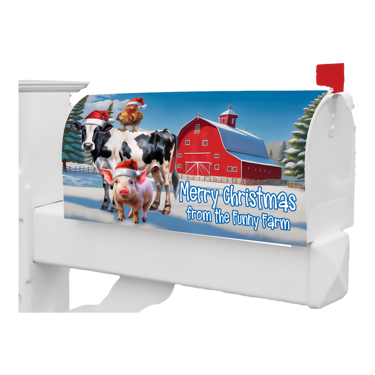 Custom Decor Funny Farm Mailbox Makeover Cover -- magnetic cover shown on a standard mailbox