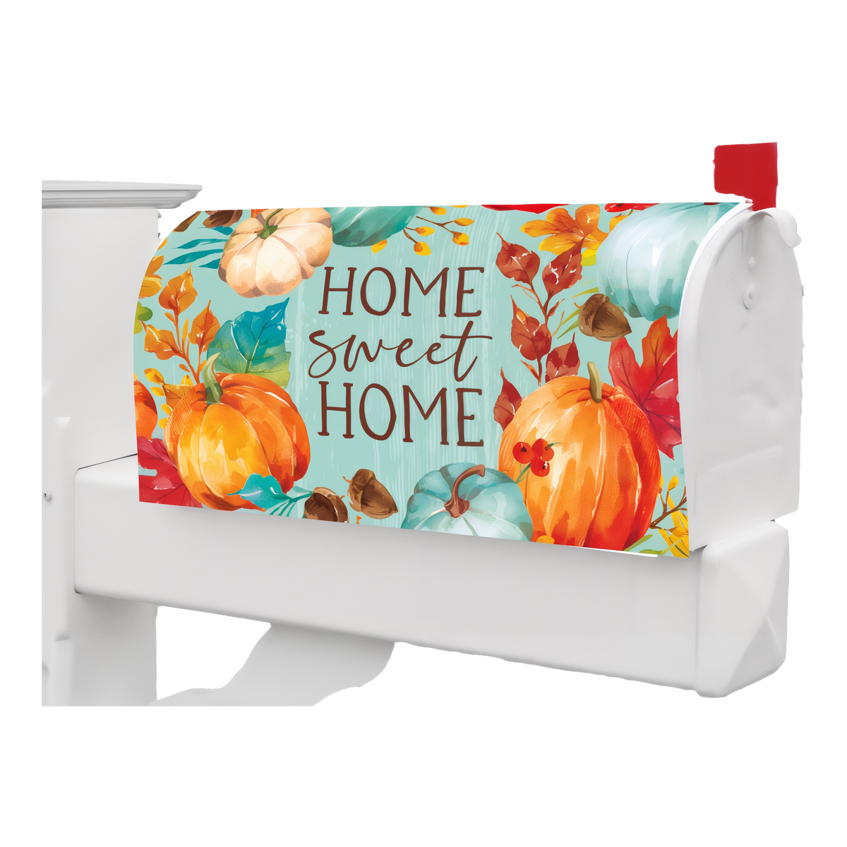 Custom Decor Pumpkin Frame Mailbox Makeover Cover -- magnetic cover shown on a standard mailbox