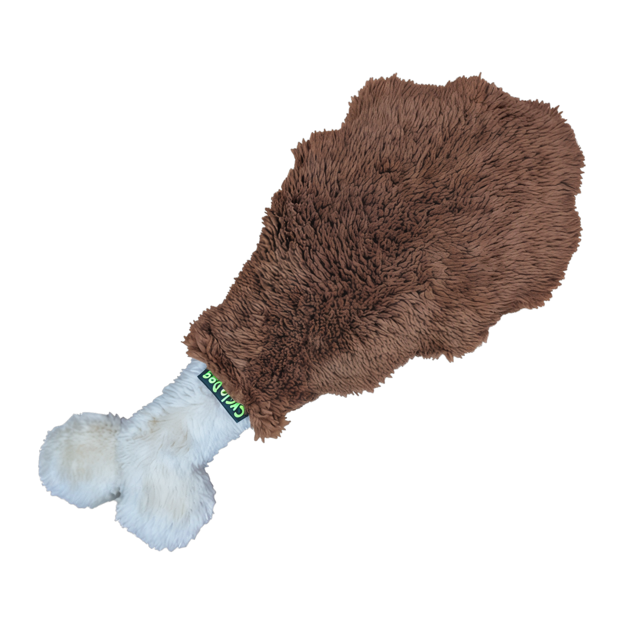 Cycle Dog Duraplush Turkey Leg plush dog toy with brown drumstick body and white bone