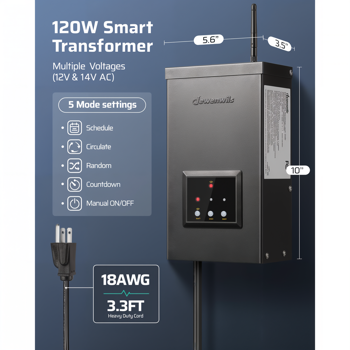 Dewenwils Wi-Fi Low Voltage Landscape Transformer -- diagram