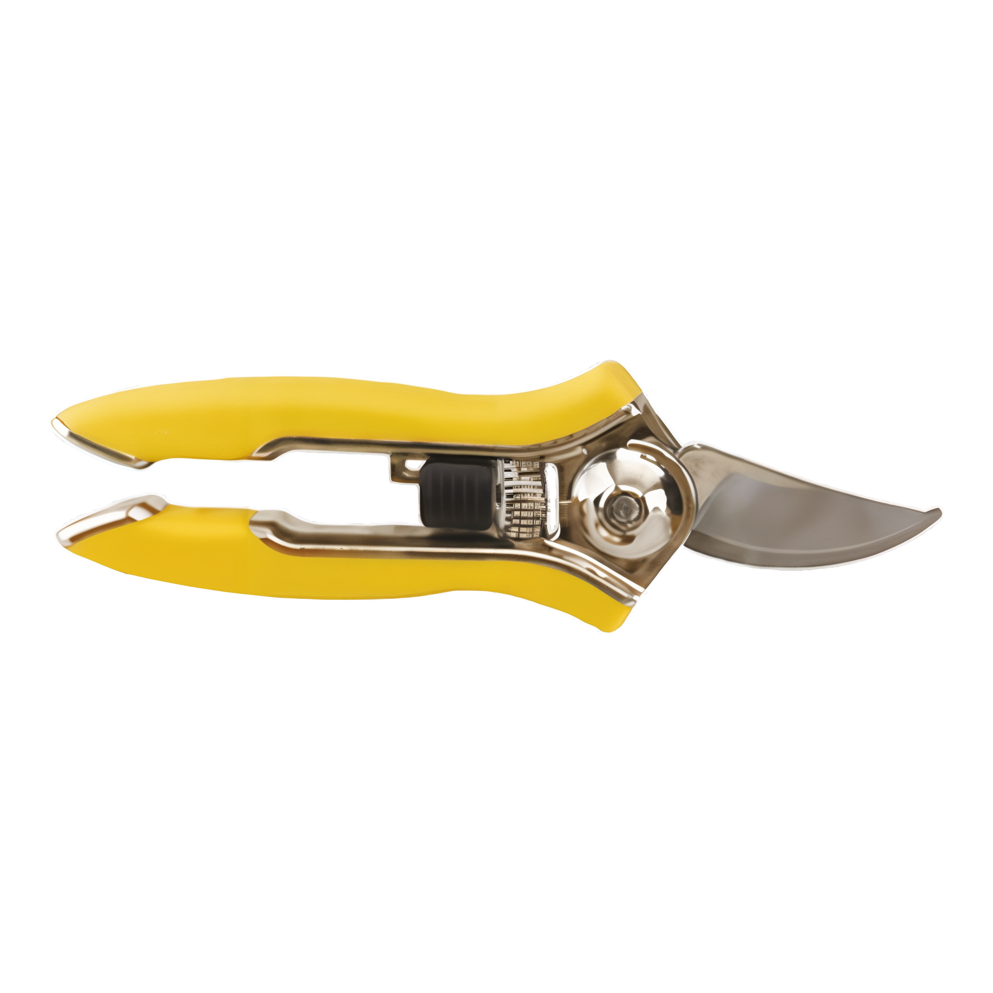Dramm ColorPoint Compact Pruner in Yellow with bypass stainless steel blades and ergonomic non-slip grip