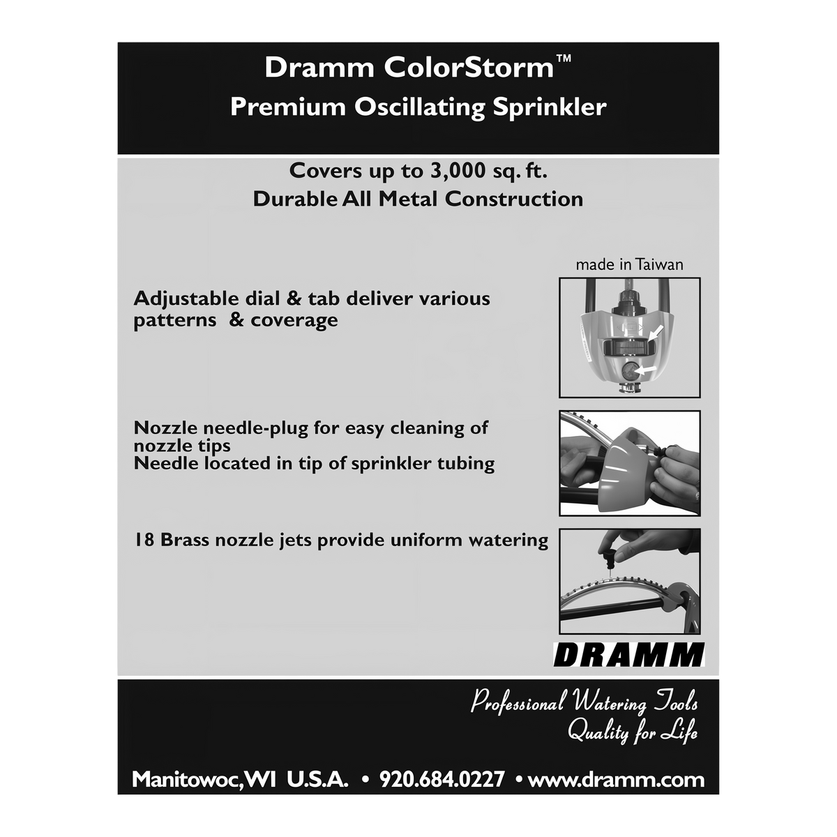 Dramm ColorStorm Oscillating Sprinkler -- packaging