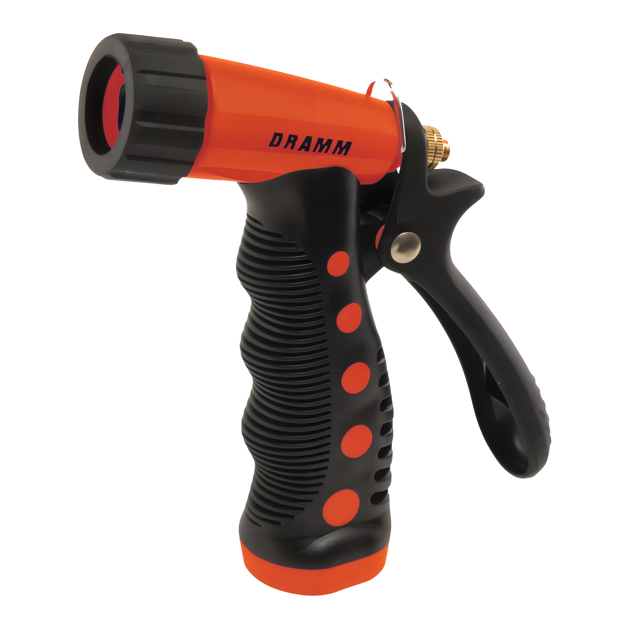 Dramm Heavy-Duty Variable Spray Pistol Nozzle in Red with metal body and ergonomic insulated grip #Red