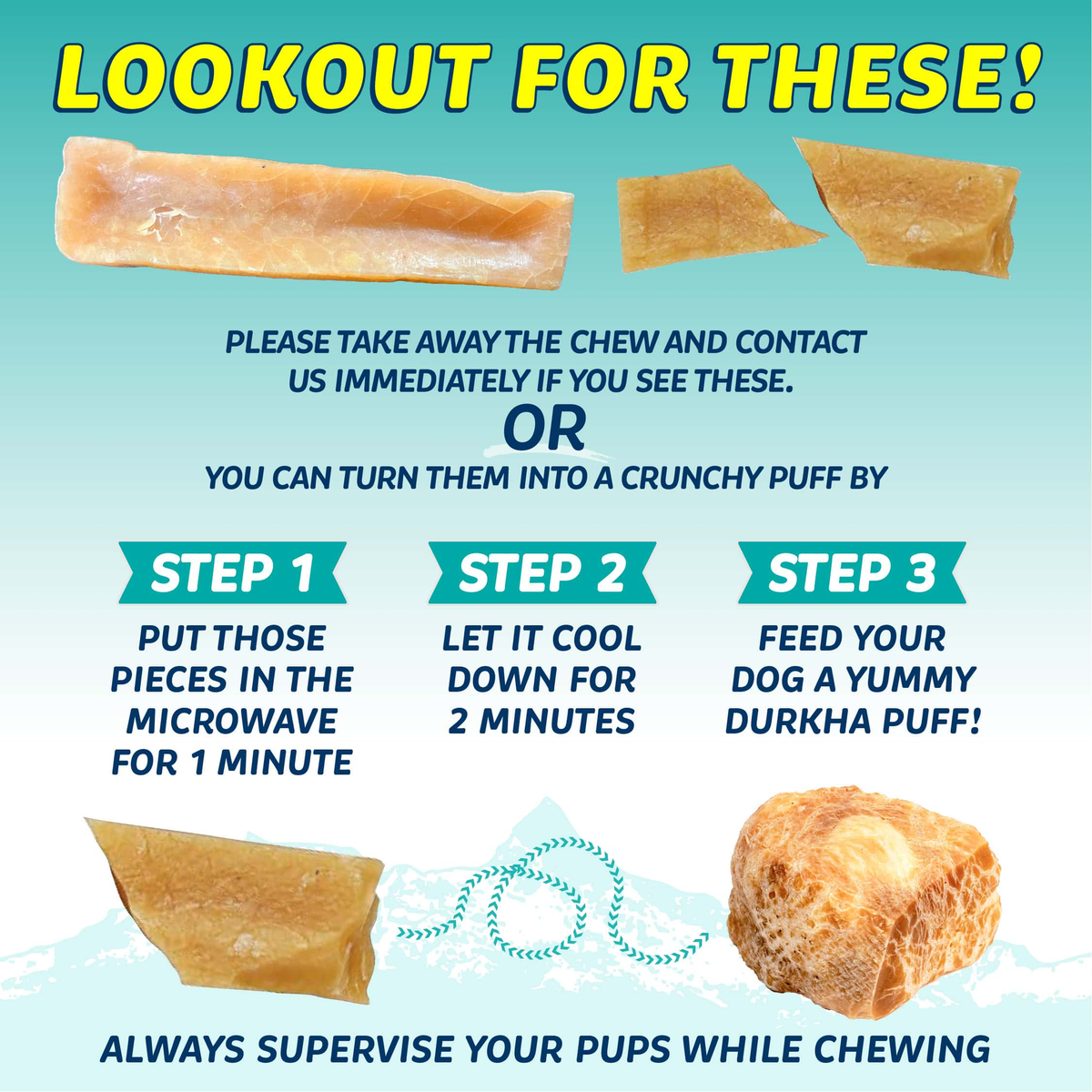 Durkha Yak Cheese Chews -- lookout for small leftover pieces: microwave for 1 minute to make a crunchy puff