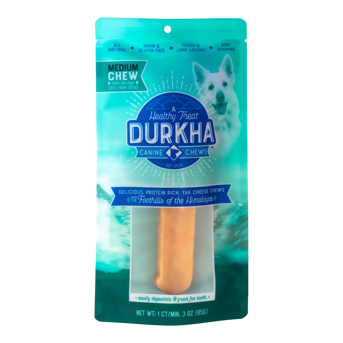Durkha Yak Cheese Chews -- medium chew bag front #Medium#Per Unit