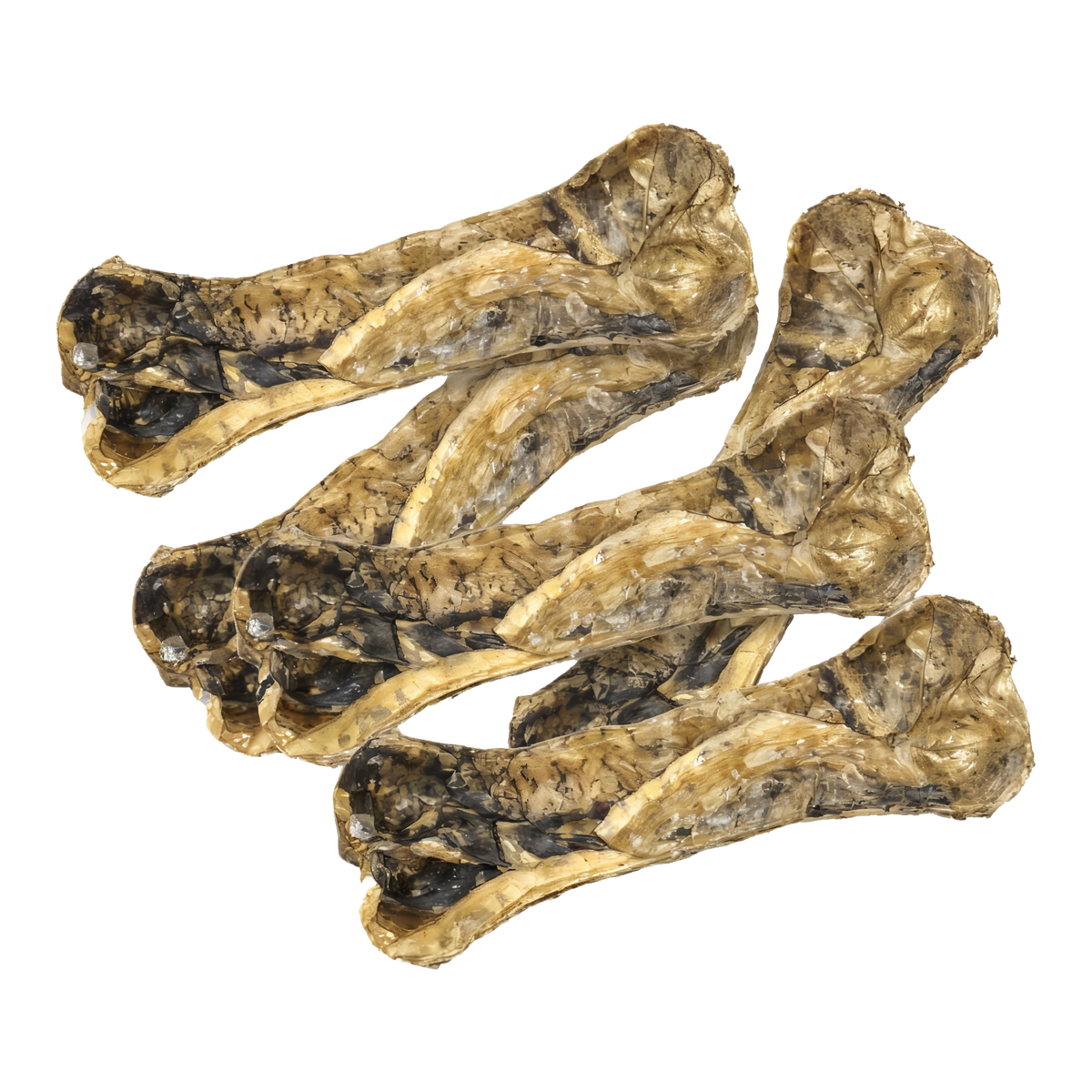 Durkha Yak Cheesy Cod Bones -- pile of 5 in cod skin bones dusted with yak cheese