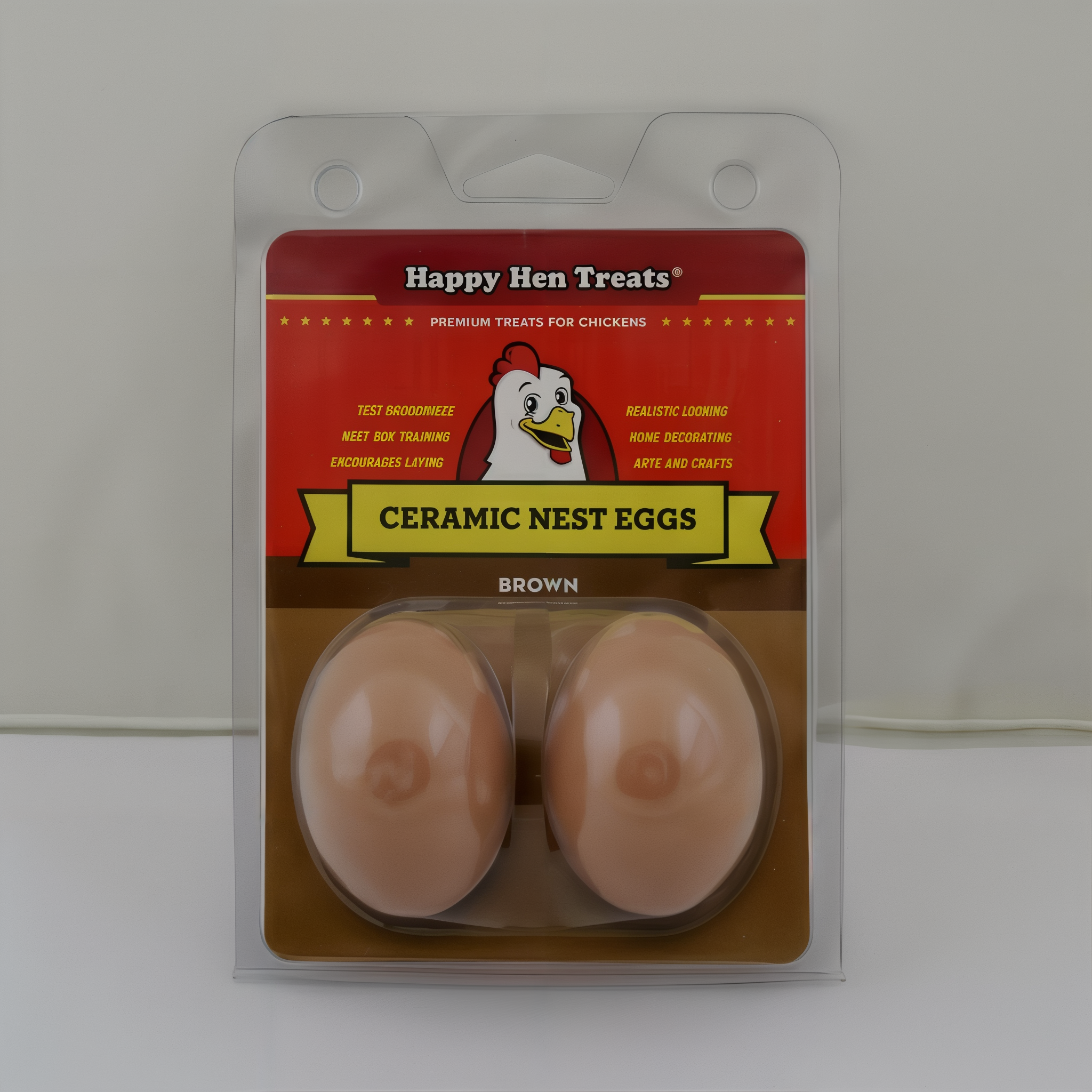Brown ceramic nest eggs for encouraging chickens to lay. #Brown