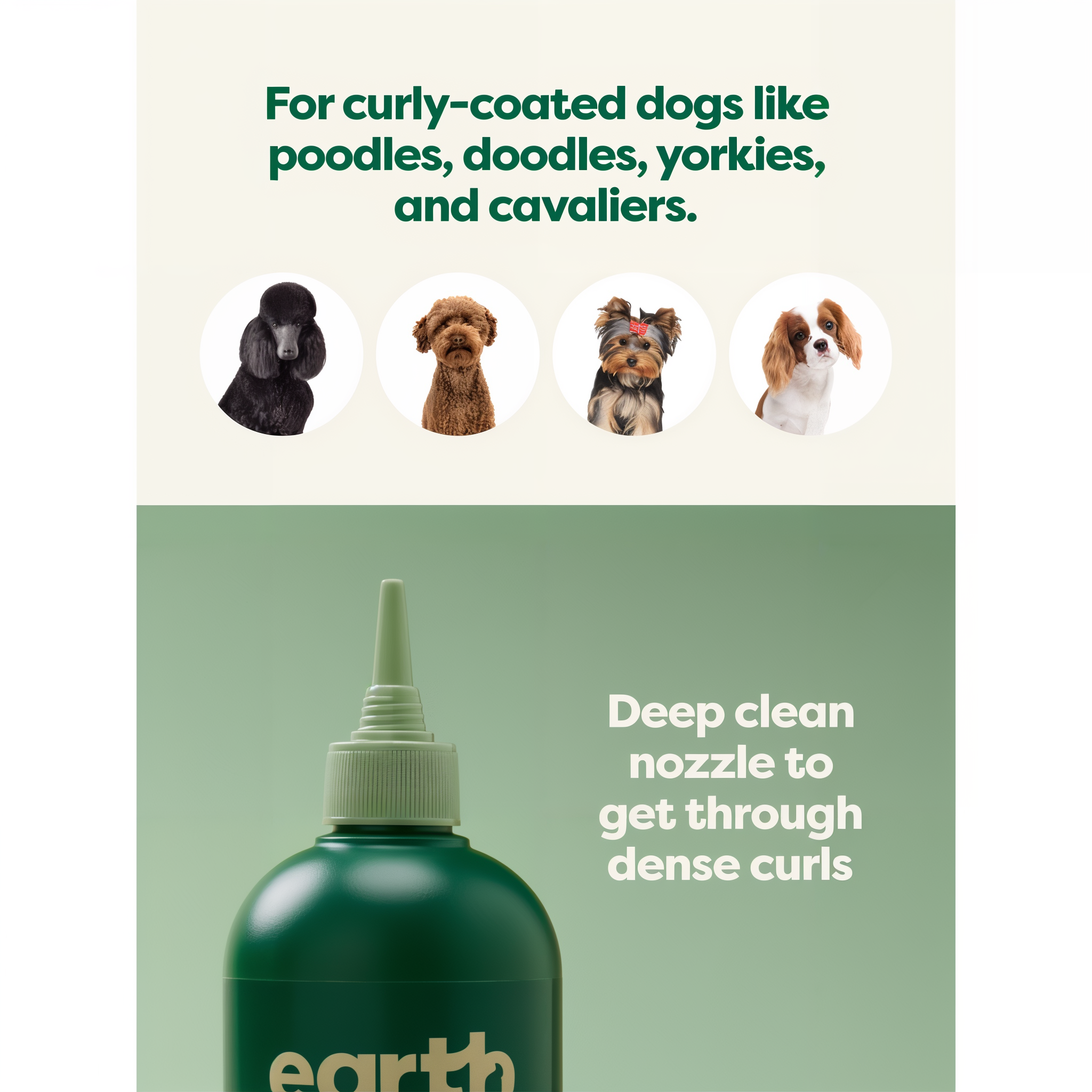 Detangling shampoo made for curly-coated dogs like poodles, doodles and yorkies