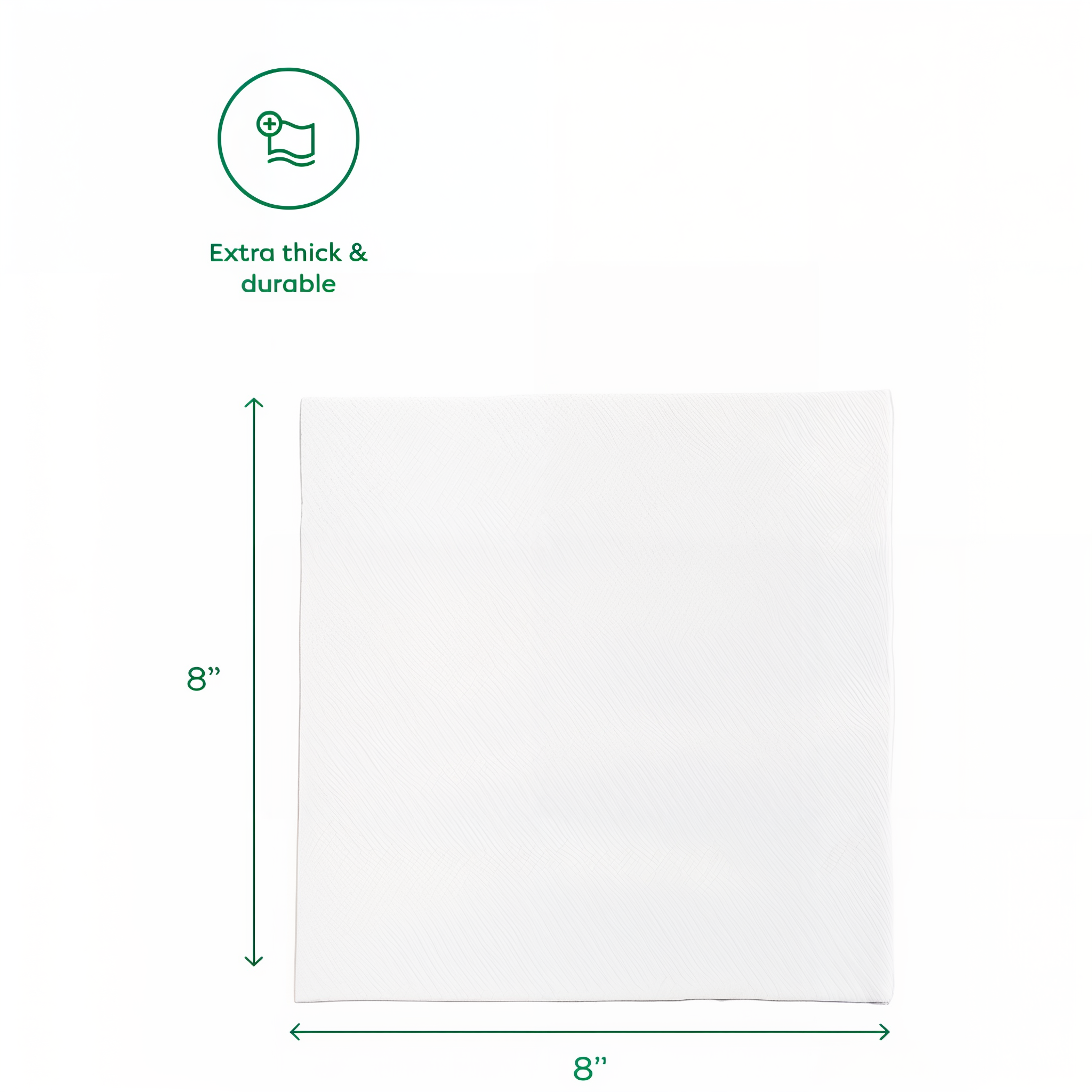 Extra thick and durable Earth Rated grooming wipe measuring 8 by 8 inches