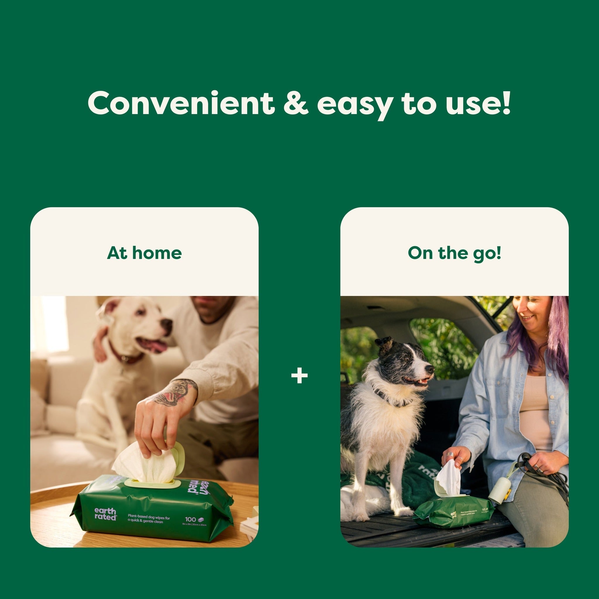 Convenient Earth Rated dog wipes for cleanups at home or on the go