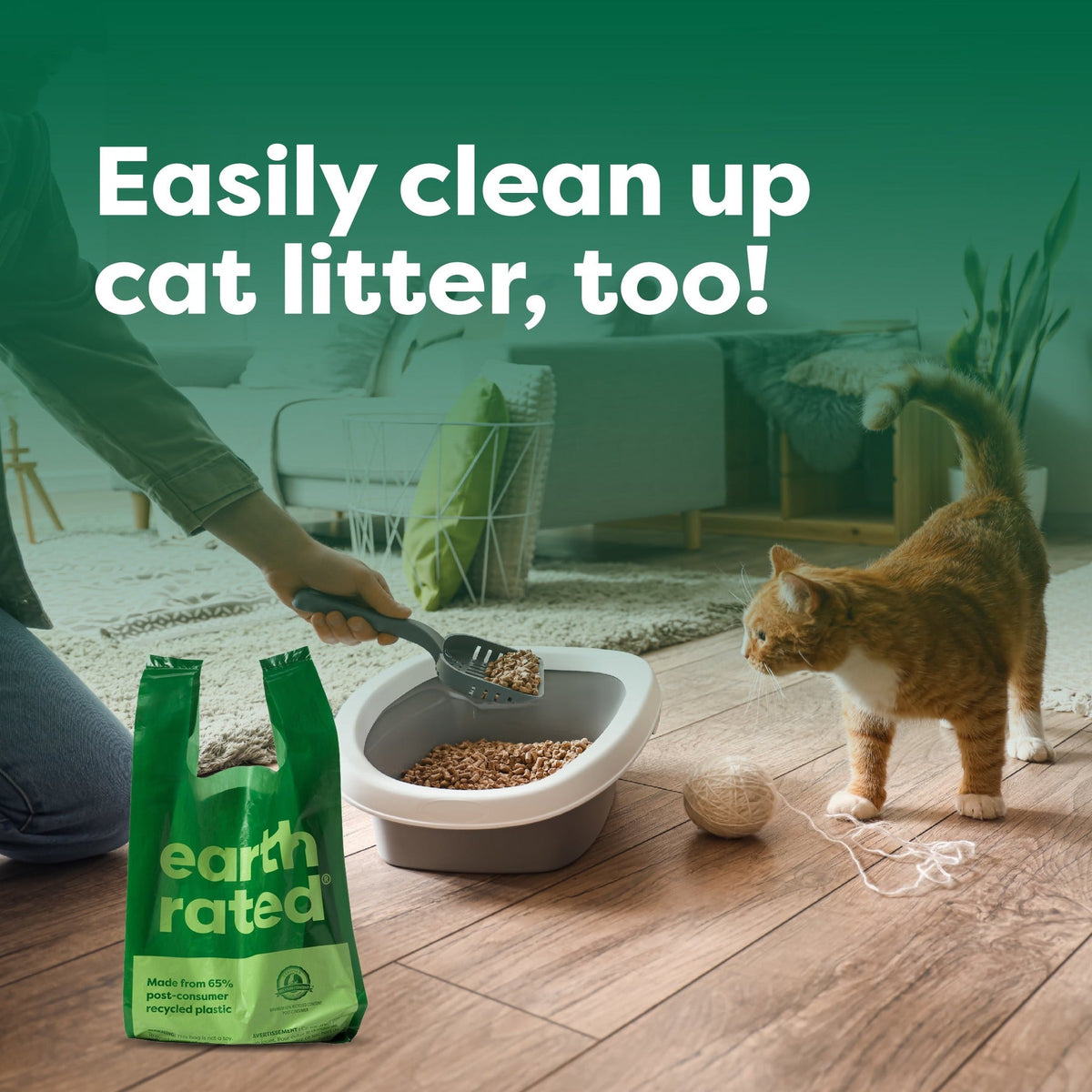 Easily clean up cat litter too with Earth Rated handle bags