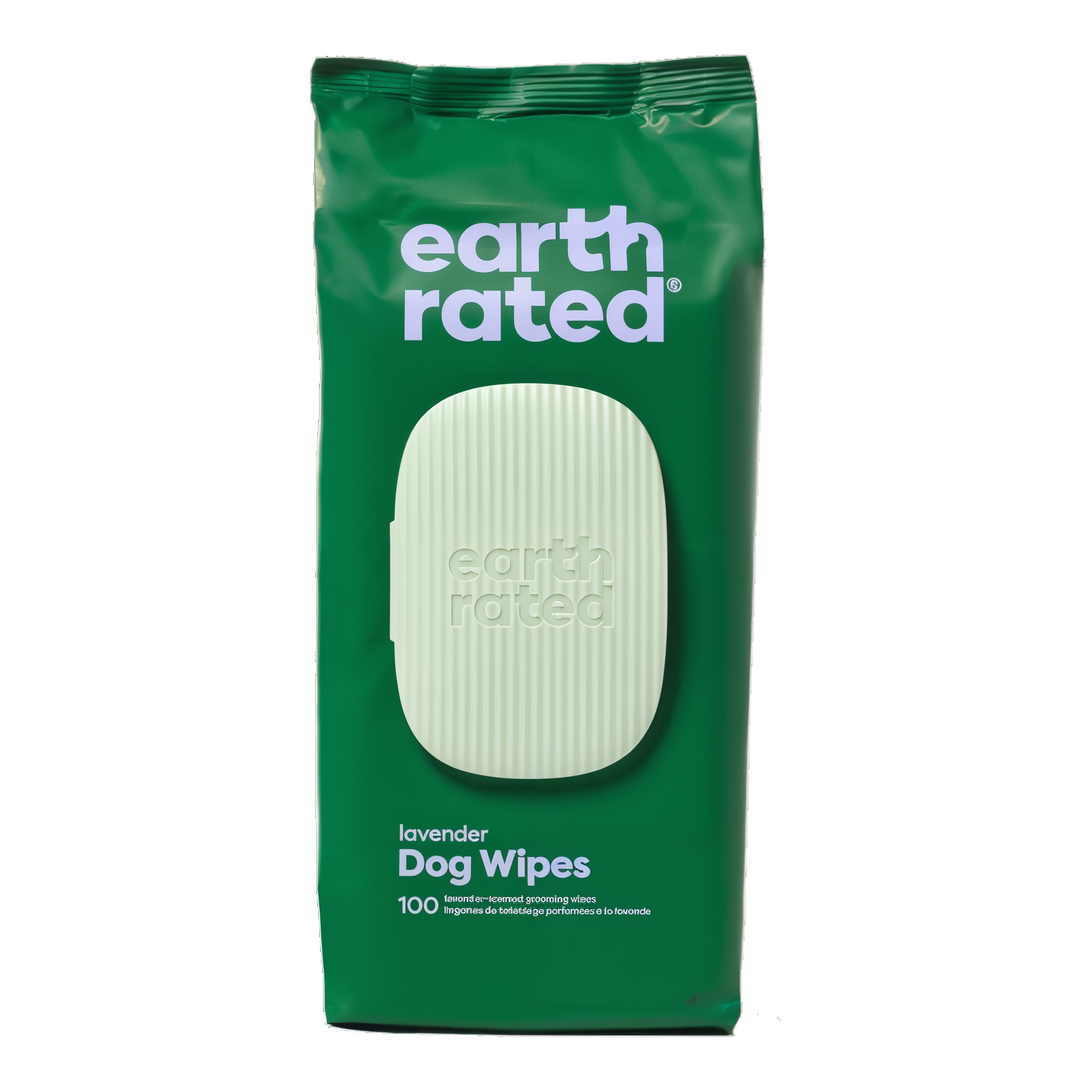Earth Rated Hypoallergenic Dog Grooming Wipes lavender scented 100 count pack, front view
