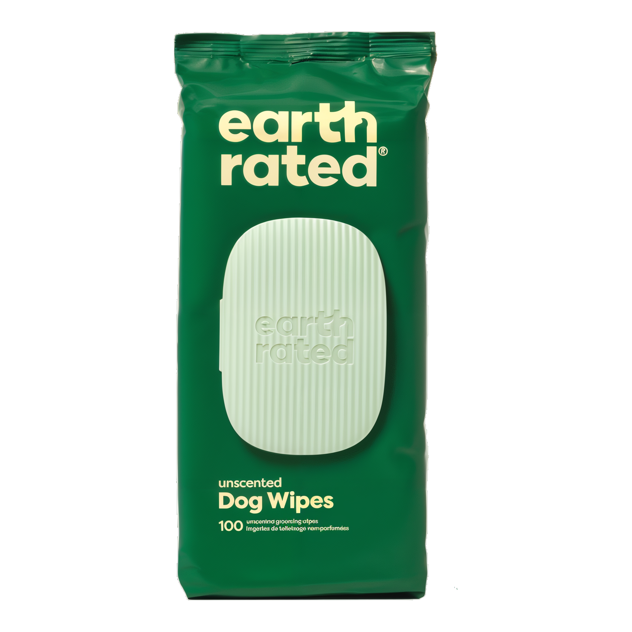 Earth Rated Hypoallergenic Dog Grooming Wipes unscented 100 count pack, front view