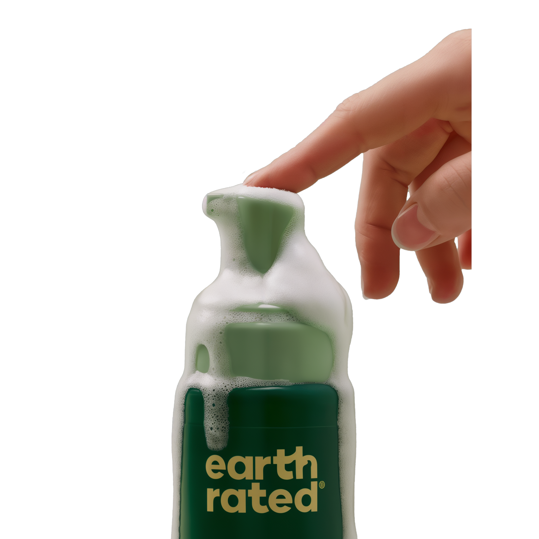 Foaming pump dispenses Earth Rated no-rinse waterless shampoo