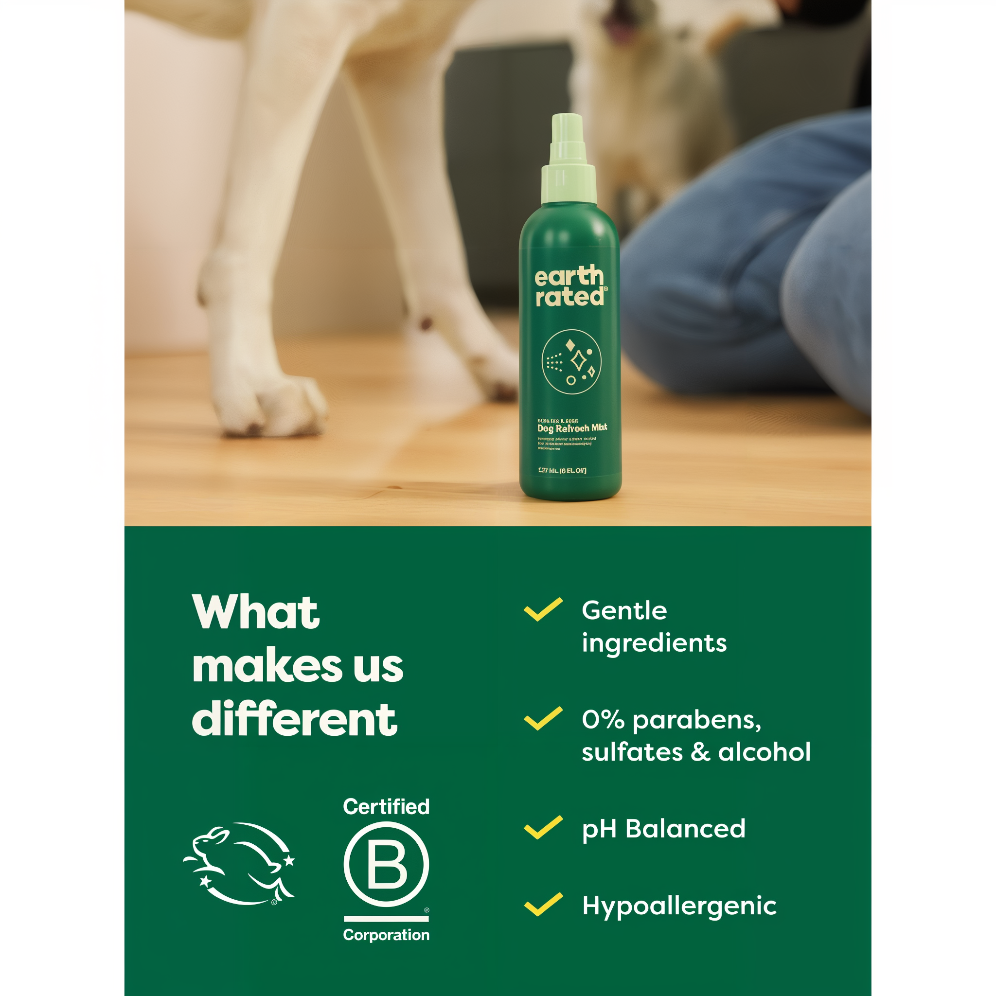 Gentle ingredients, pH balanced and hypoallergenic with zero parabens, sulfates or alcohol