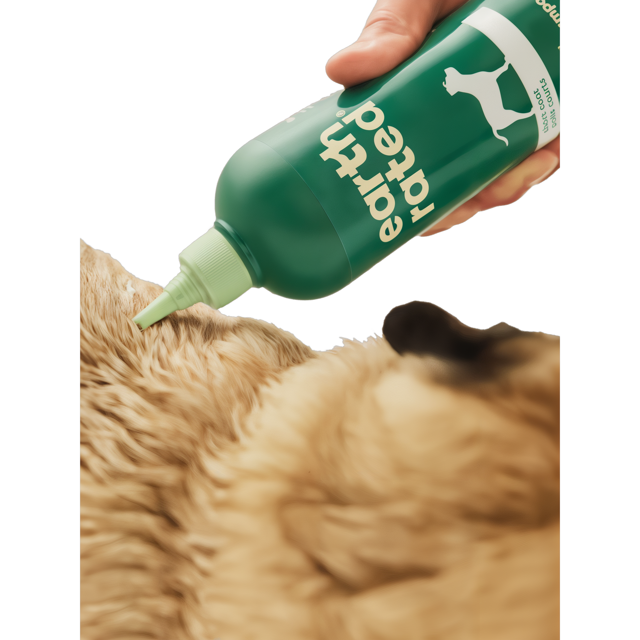 Deep-clean nozzle applying Earth Rated soothing shampoo to a short coat