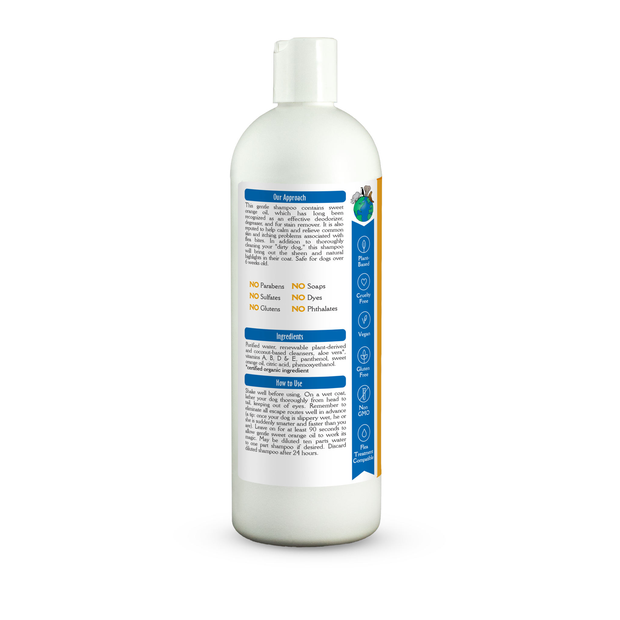 Earthbath Dirty Dog Shampoo label left panel with directions