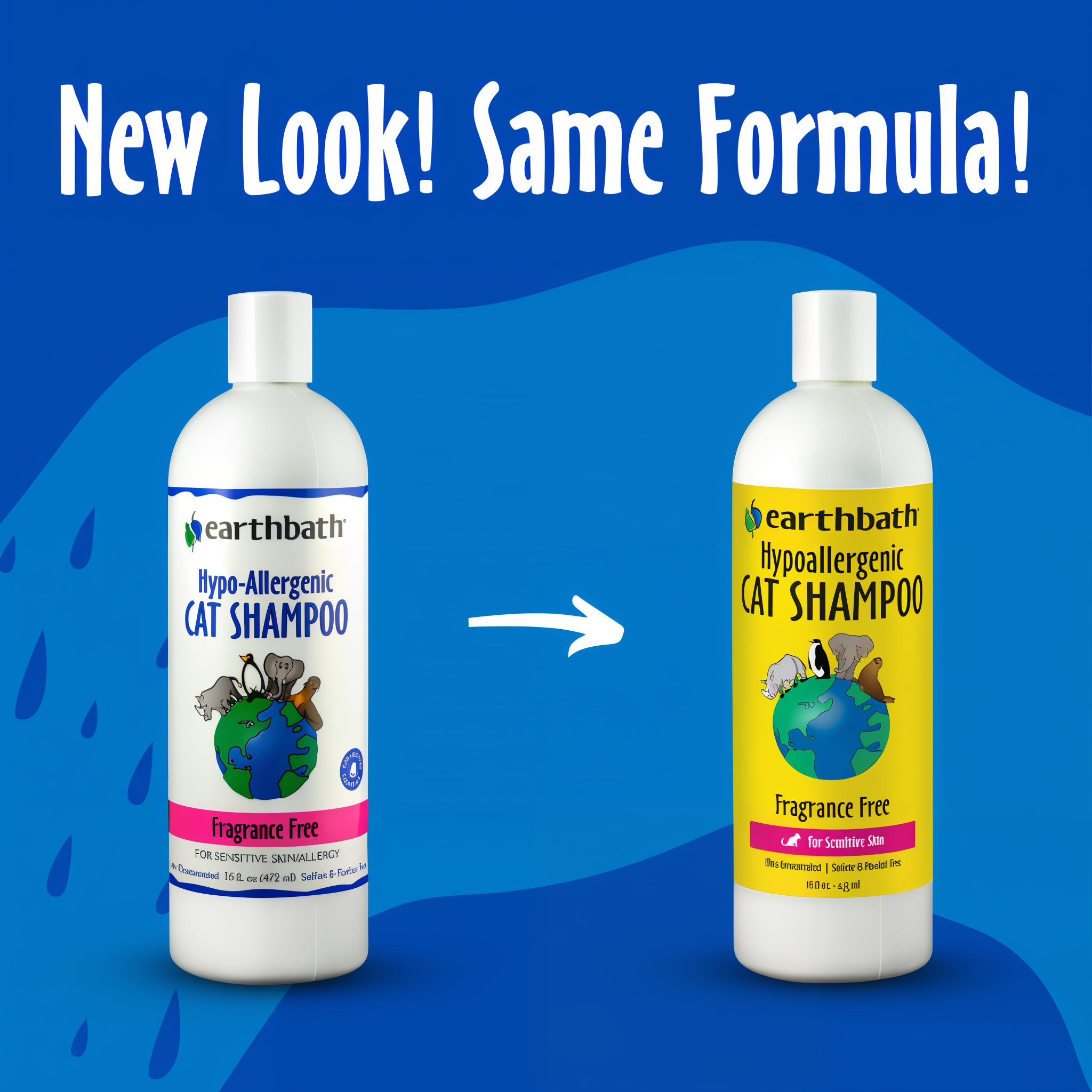 New look same formula packaging update for Earthbath Hypoallergenic Cat Shampoo