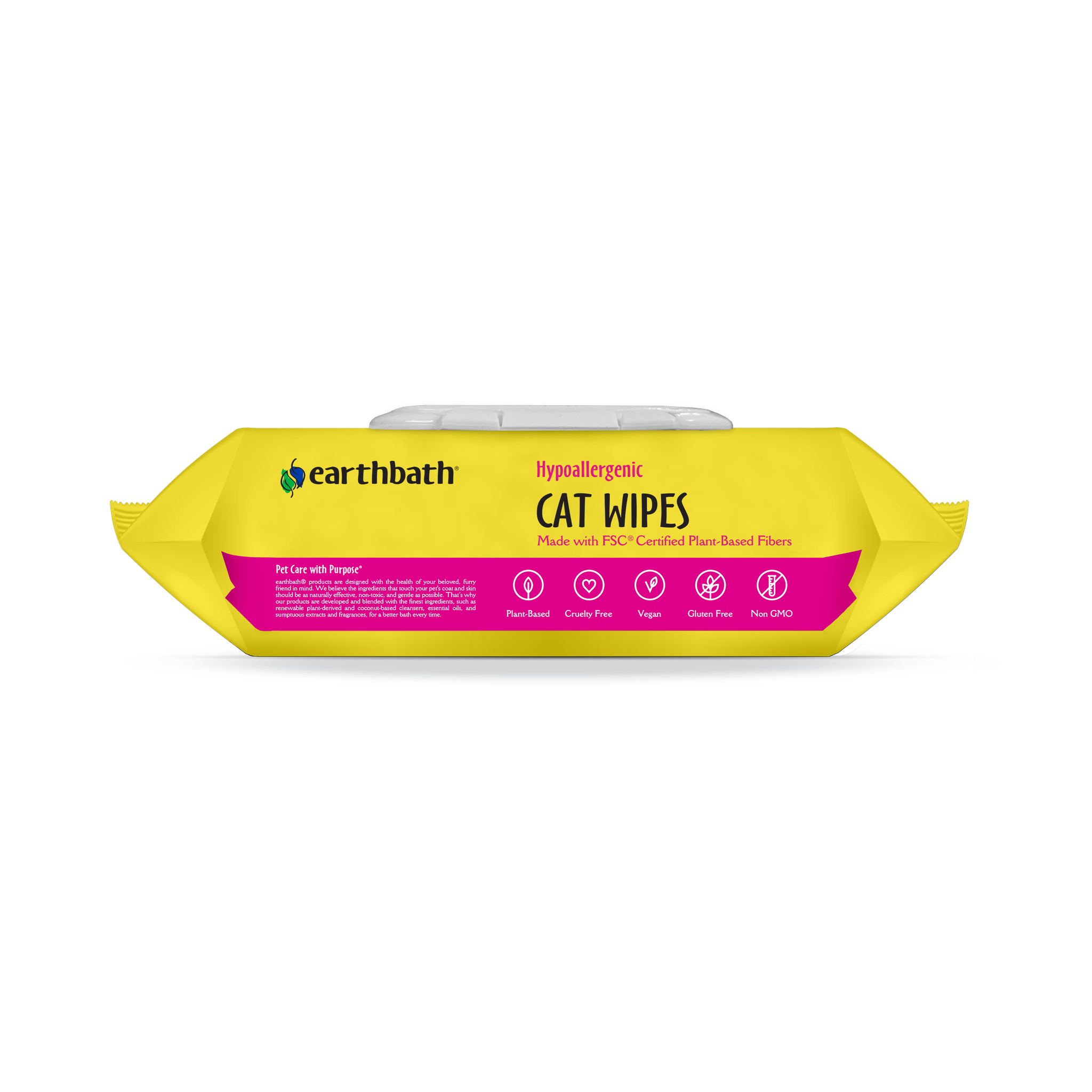 Earthbath Hypoallergenic Cat Wipes label left panel with directions