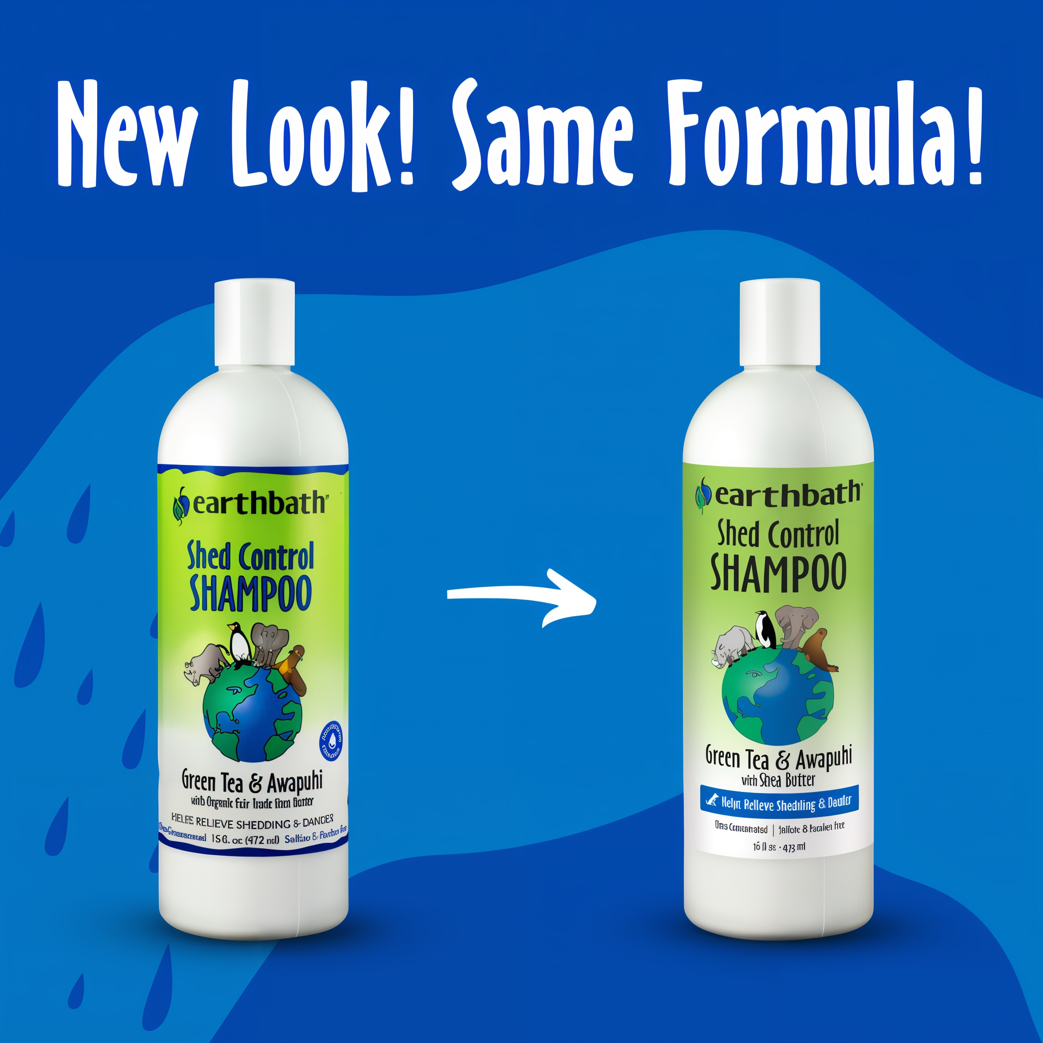 New look same formula packaging update for Earthbath Shed Control Shampoo