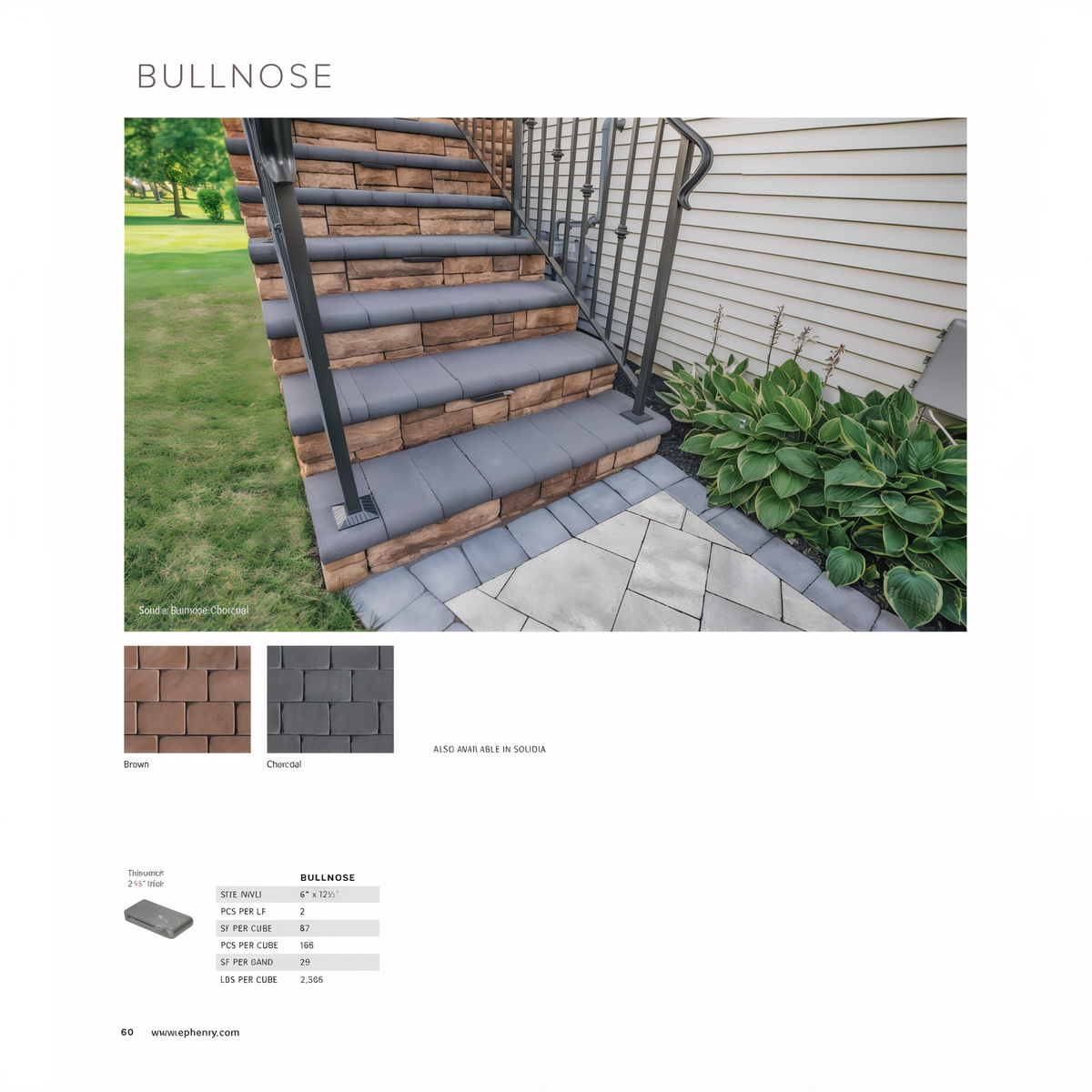 EP Henry Bullnose Paver Coping 6 x 12 in -- diagram