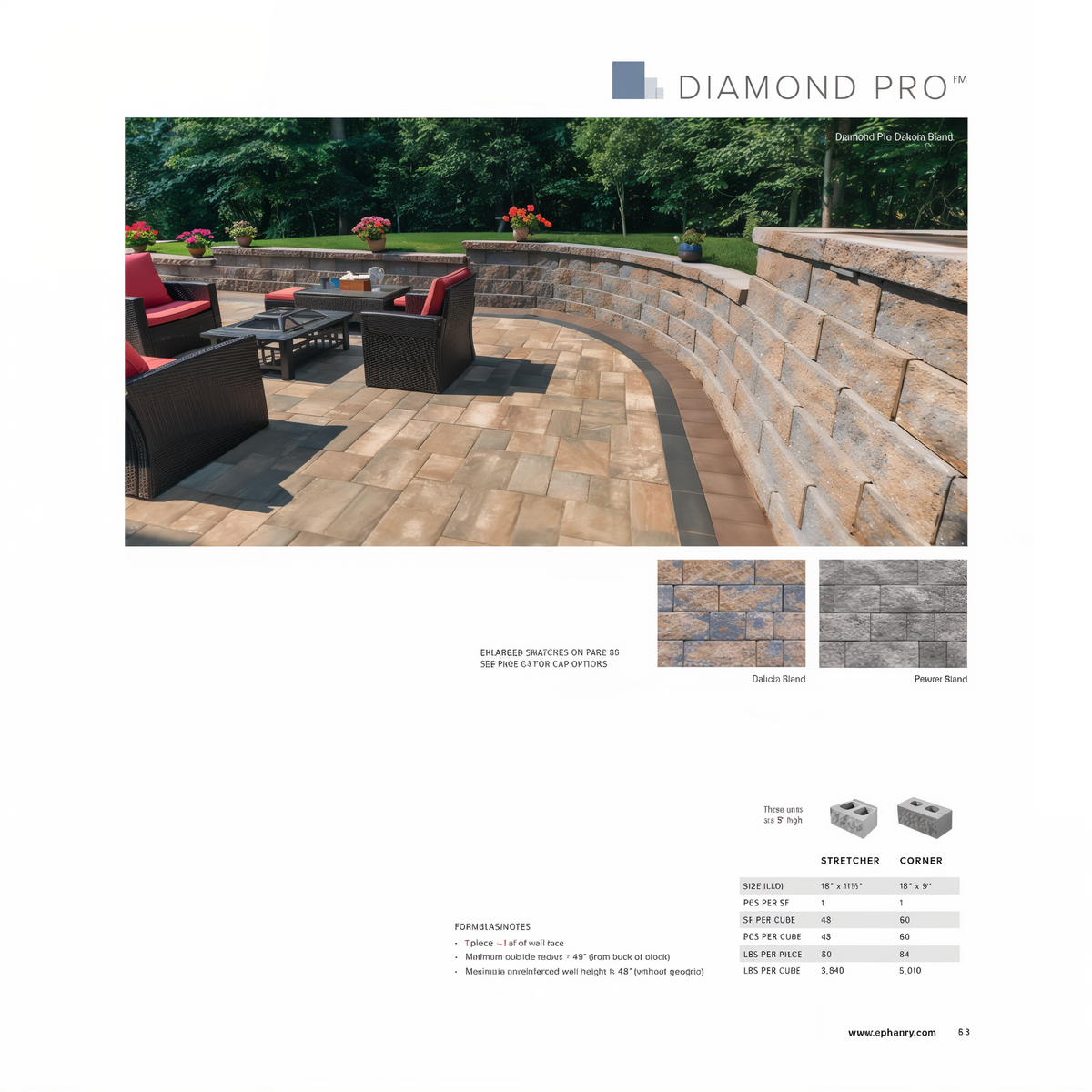 EP Henry Diamond Pro Straight Retaining Wall -- diagram