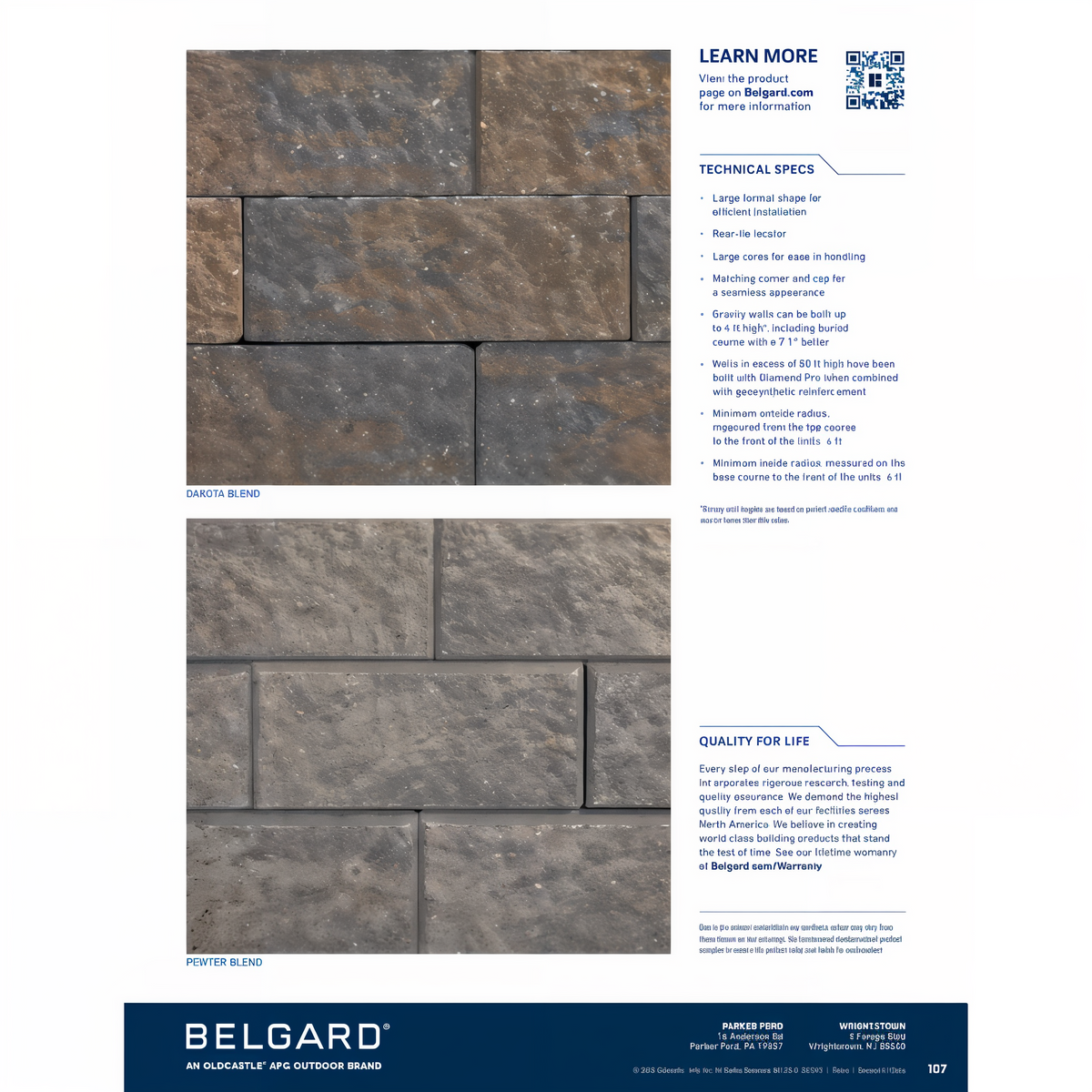 EP Henry Diamond Pro Straight Retaining Wall -- diagram