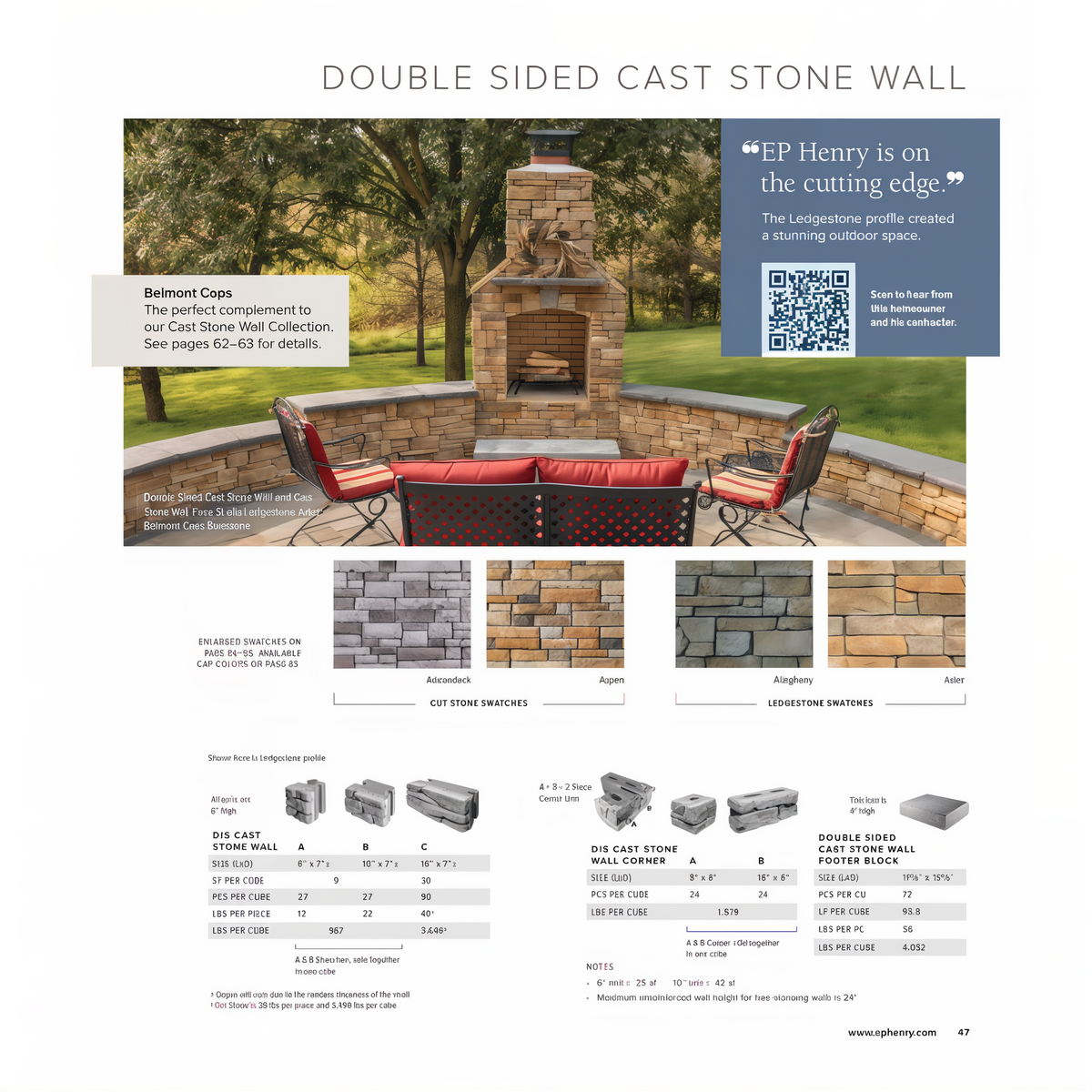 EP Henry Double Sided Cast Stone Wall -- diagram