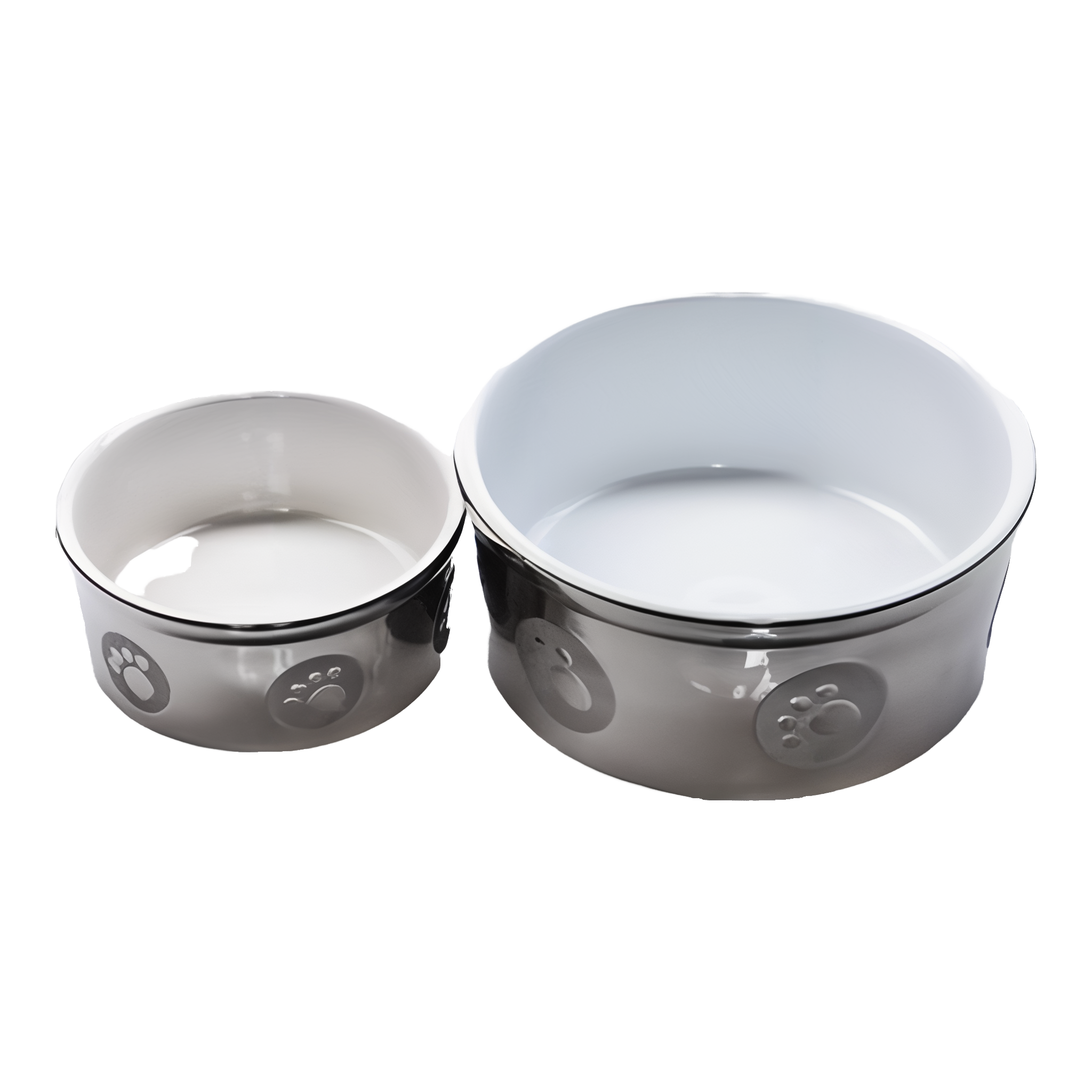 Ethical Stoneware Dish-Paw Print Titanium Dog Dish